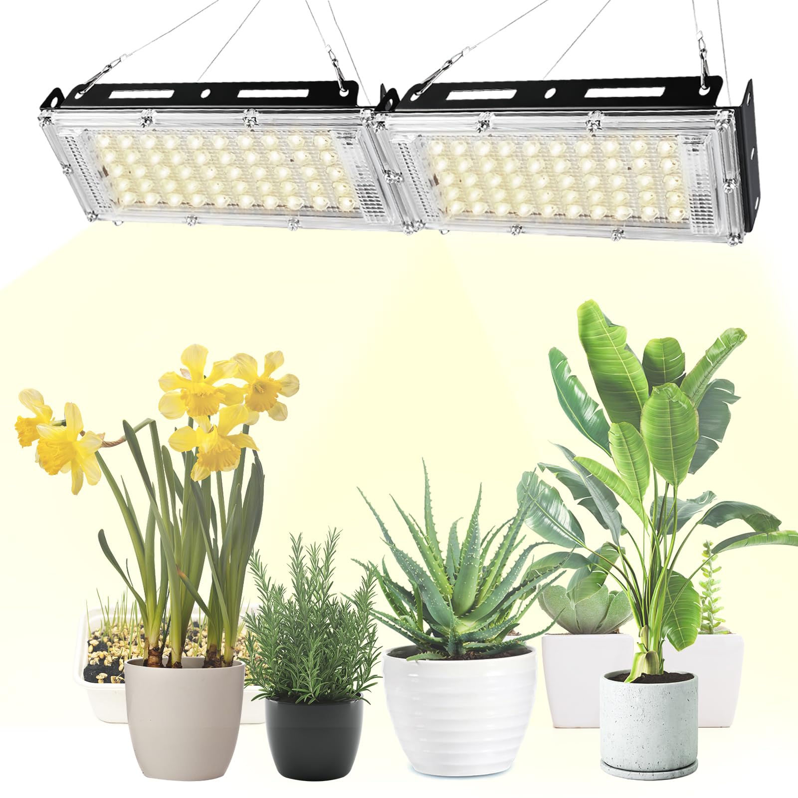 Tigvio 2pcs Hanging Grow Lights for Indoor Plants (20w X2) with Height Adjustable, 4000 Lumen LED Bonsai Houseplant Growing Lamp