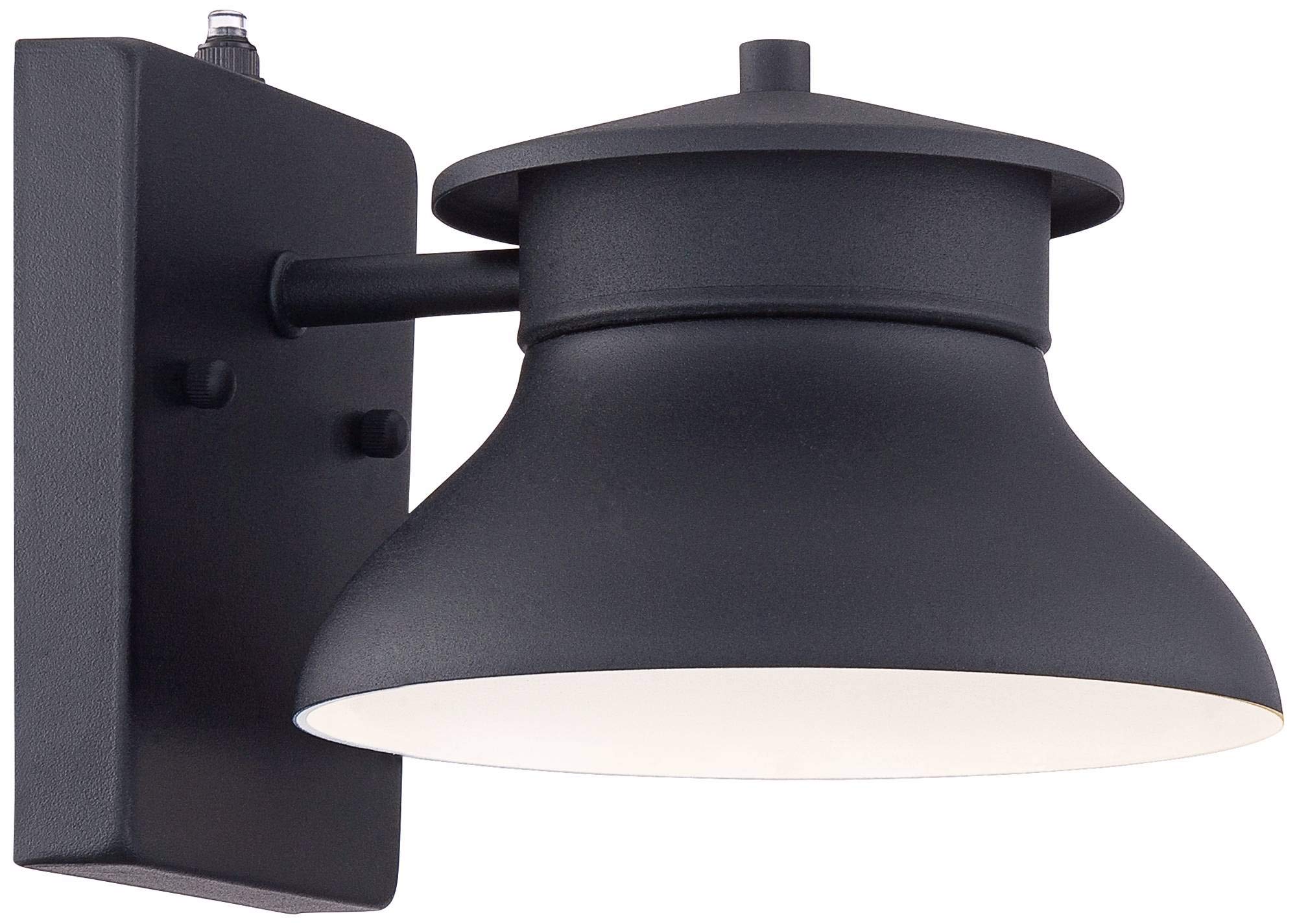 John Timberland Barn Light Fixture, Black LED, Dusk to Dawn, 6in High, Alloy Steel, Model T6277-WITH PHOTOCELL for Outdoor Use