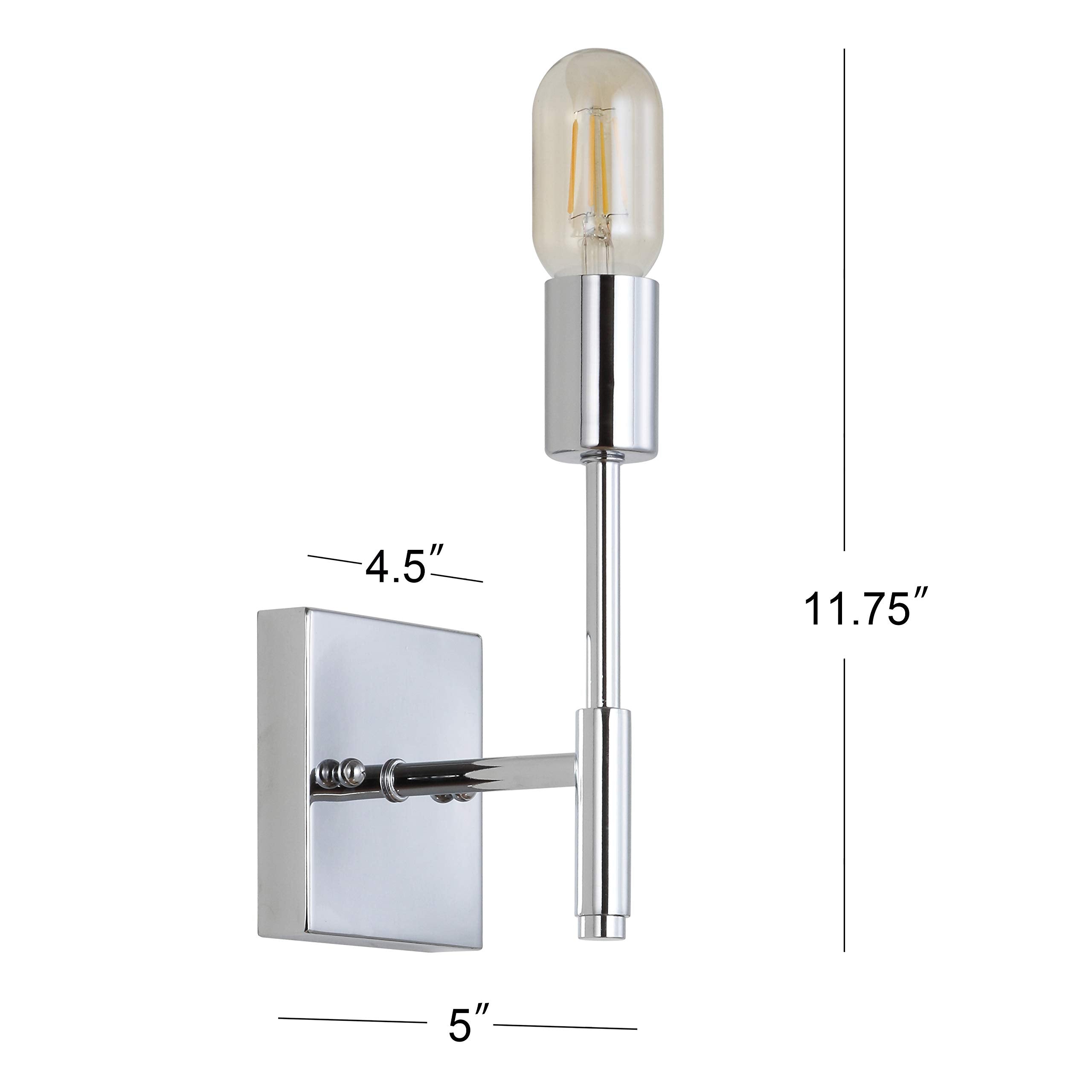 JONATHAN Y Turing 5in 1-Light Metal LED Wall Sconce, Chrome, Model JYL7455A