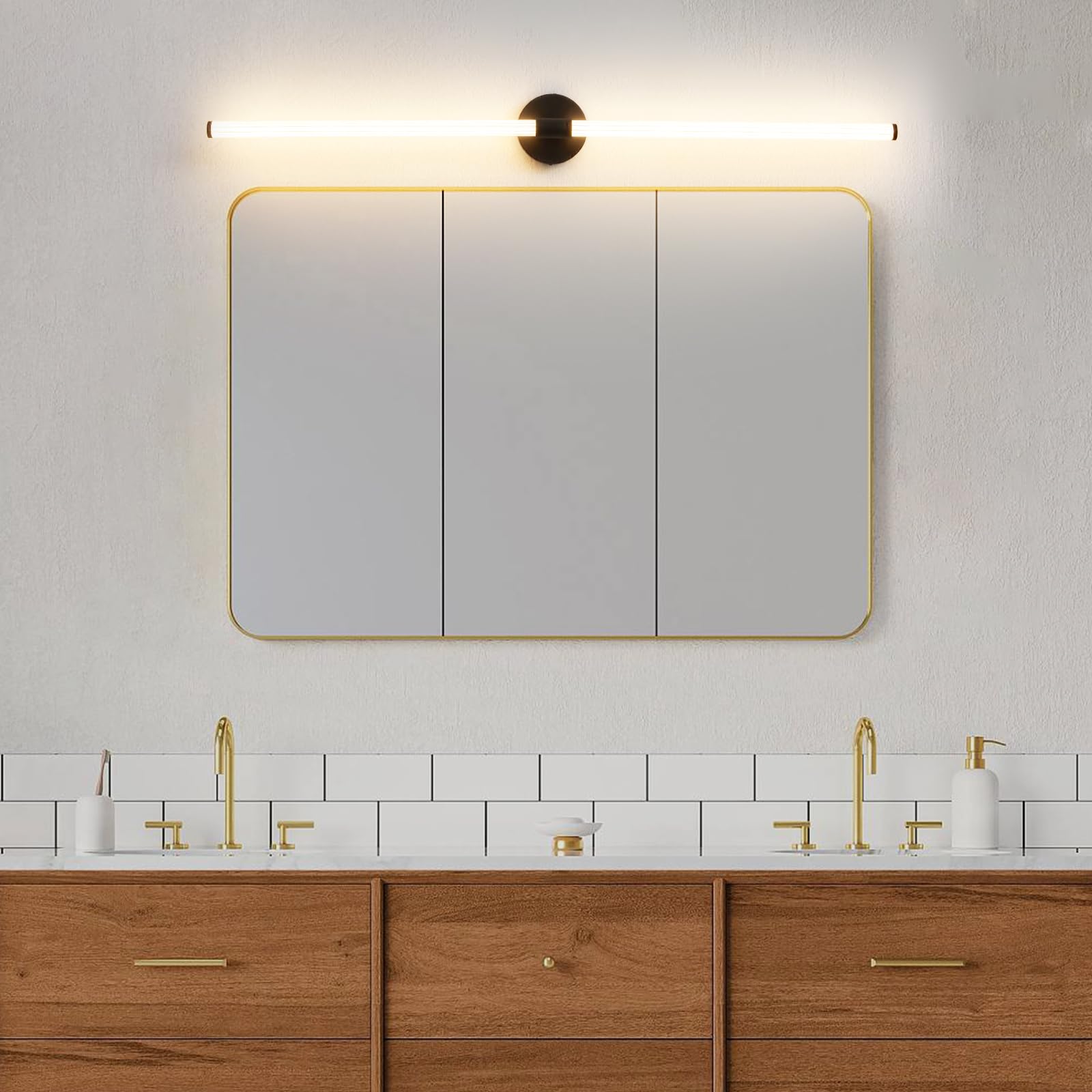 Gednbo Dimmable LED Bathroom Vanity Light Bar 49 inch Metal Black Model 1738