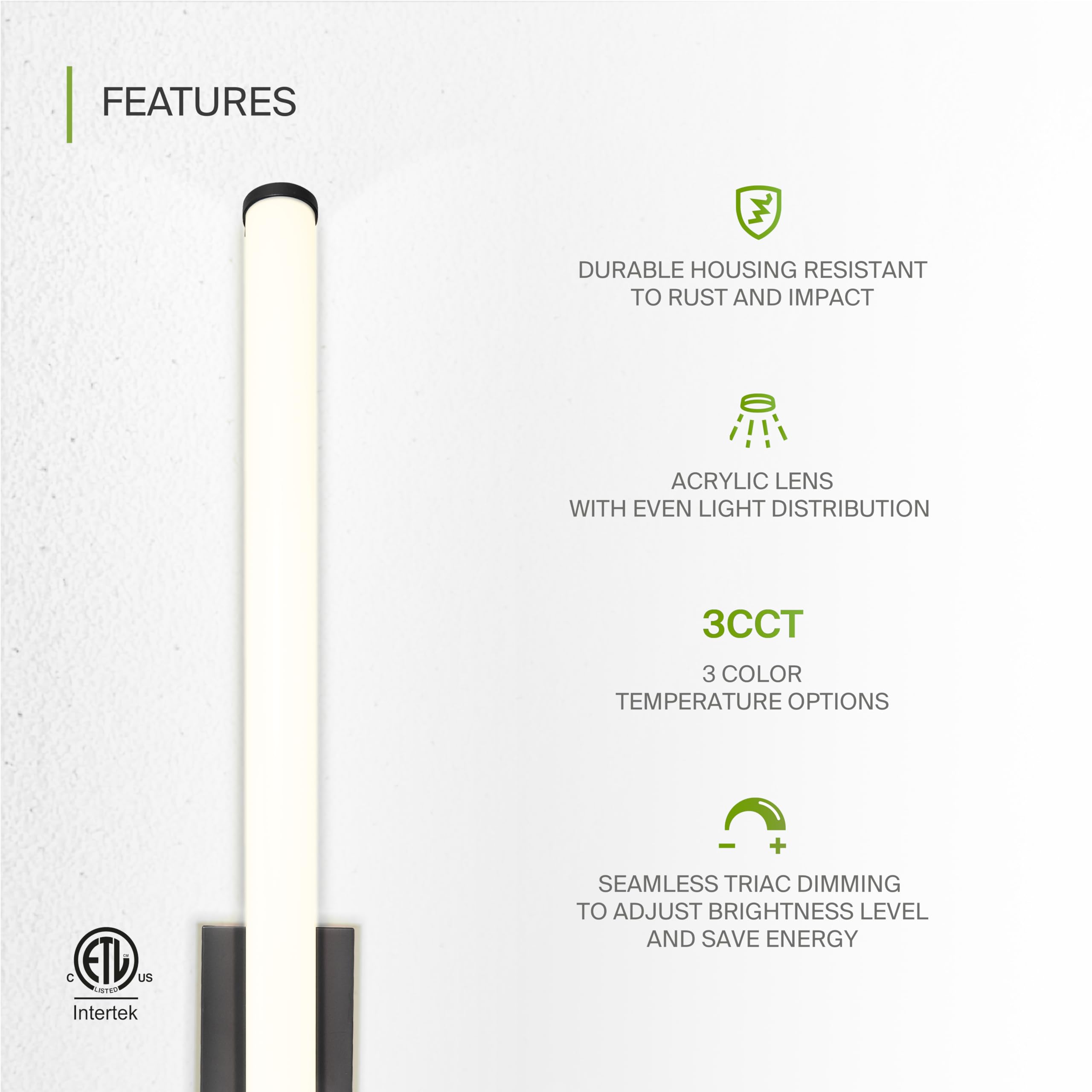 Asd Led 48 Inch Wall Mount Vanity Lighting Fixture | 35W 3800Lm 3000K-5000K 120V | 3Cct, Dimmable, Energy Star, Etl Listed | Bat