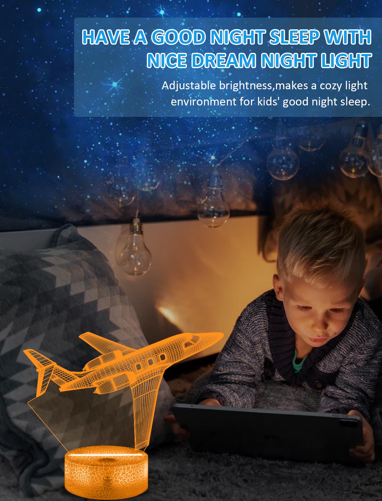 Fullosun Air  Gift    Night Light  Pilot Lamp With Remote Control 16 Colors Changeable Kids Room Lighting Creative Boys Aircraft Pilot Gift Holiday Xmas Decoration
