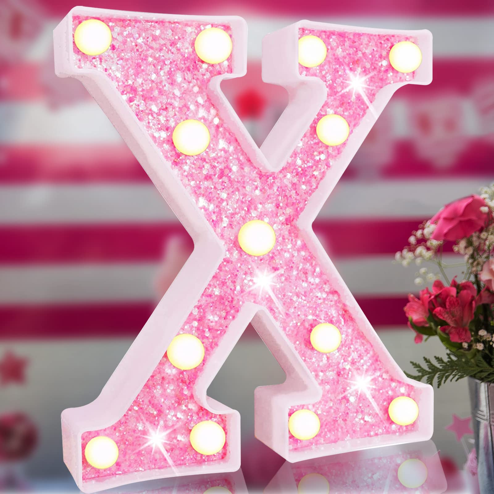 Elnsivo Light Up Letters Pink LED Marquee Sign for Girls Bedroom, Birthday, Wedding, Christmas Decorations