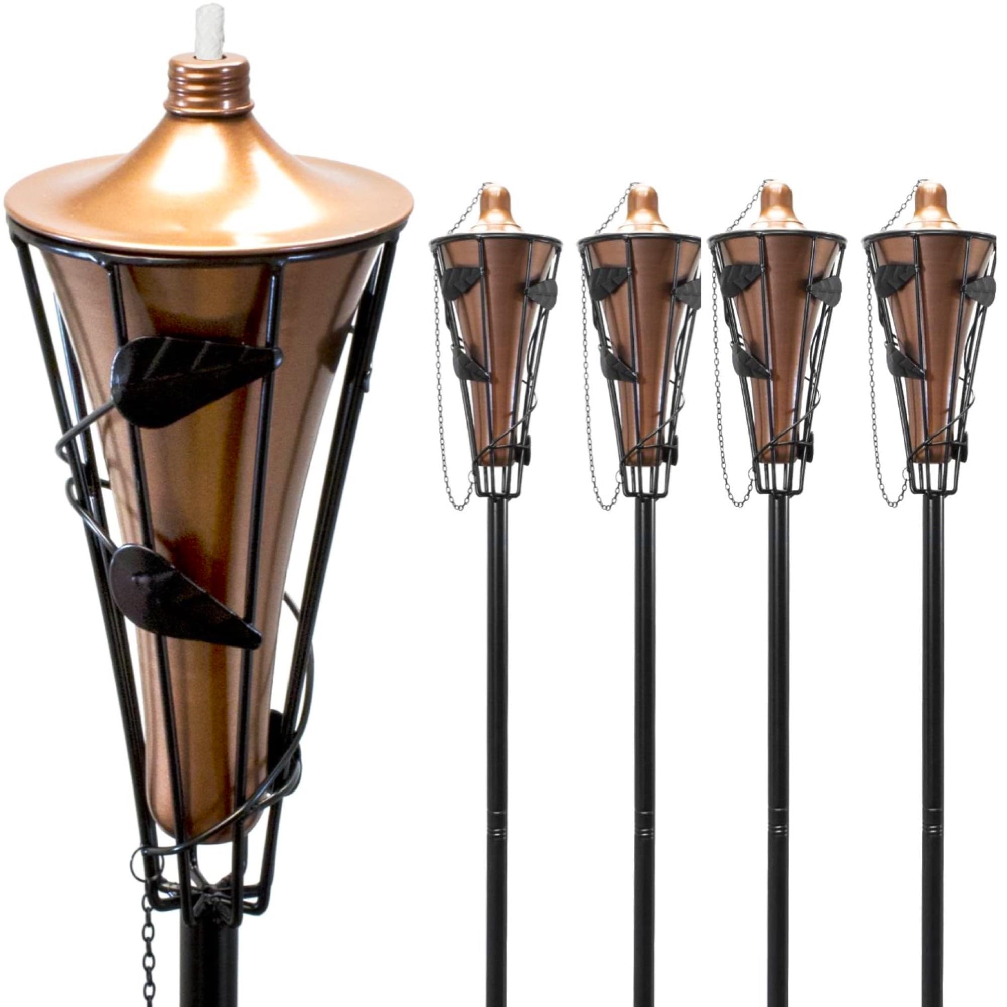 Matney Outdoor Metal Patio Torches - 60 Inch, 2 Pack, Bronze, Fiberglass Wick, Wedding & Party Use