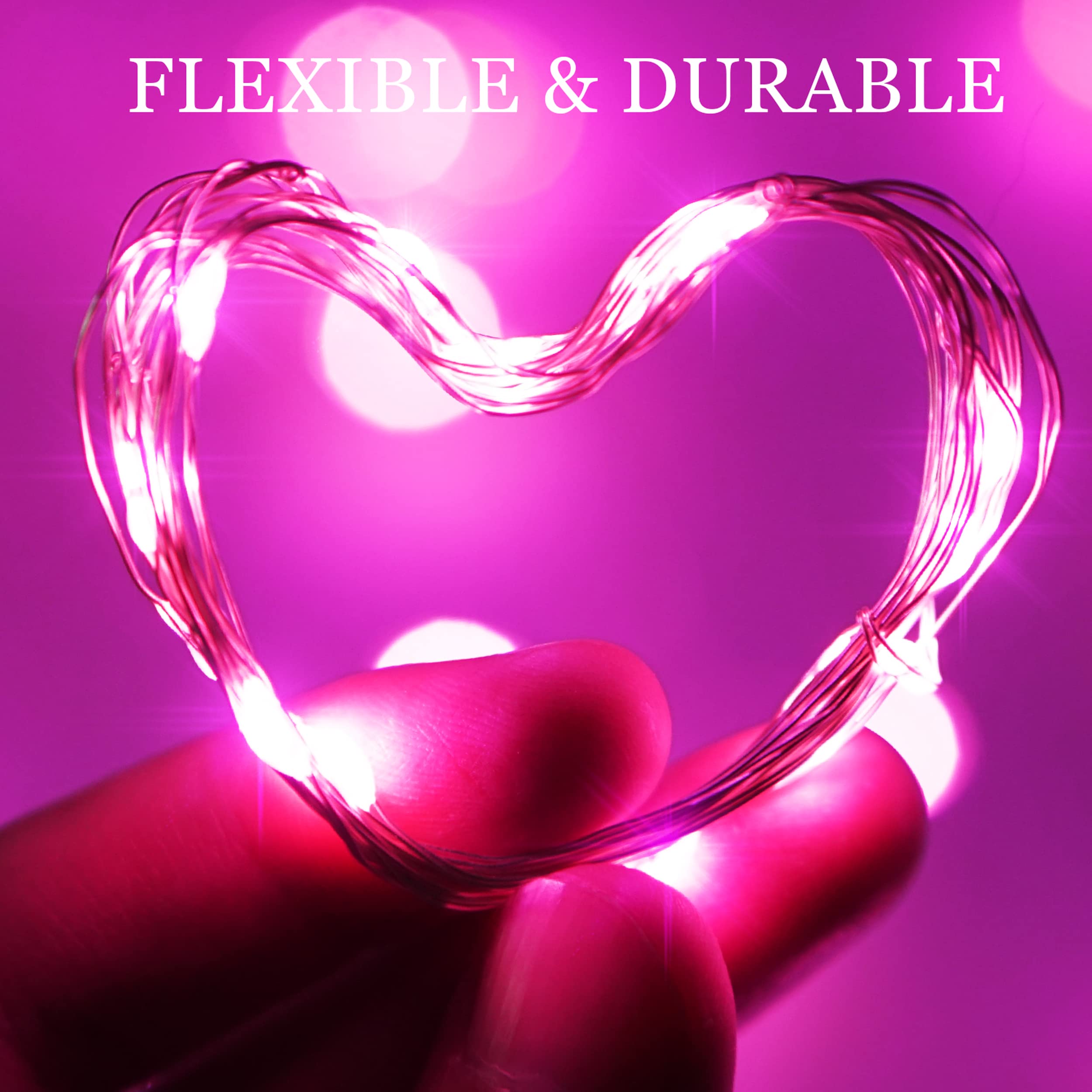 15 Packs 20 Led Pink Fairy String Lights Battery Operated 6.6ft Silver Wire Firefly Starry Lights Waterproof for Bedroom DIY Tab