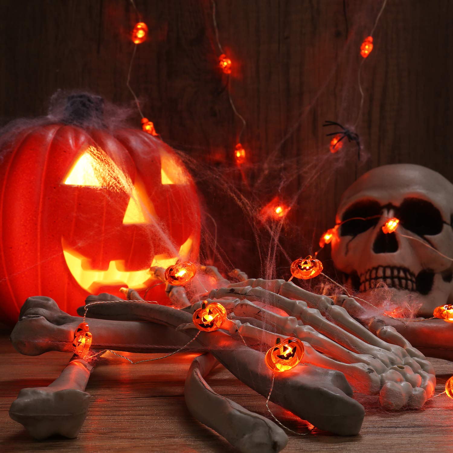 Jnaurb Halloween Pumpkin String Lights, 40 LED, 13.5ft, Waterproof, Battery Operated, Orange, Model LF-B40OR-2