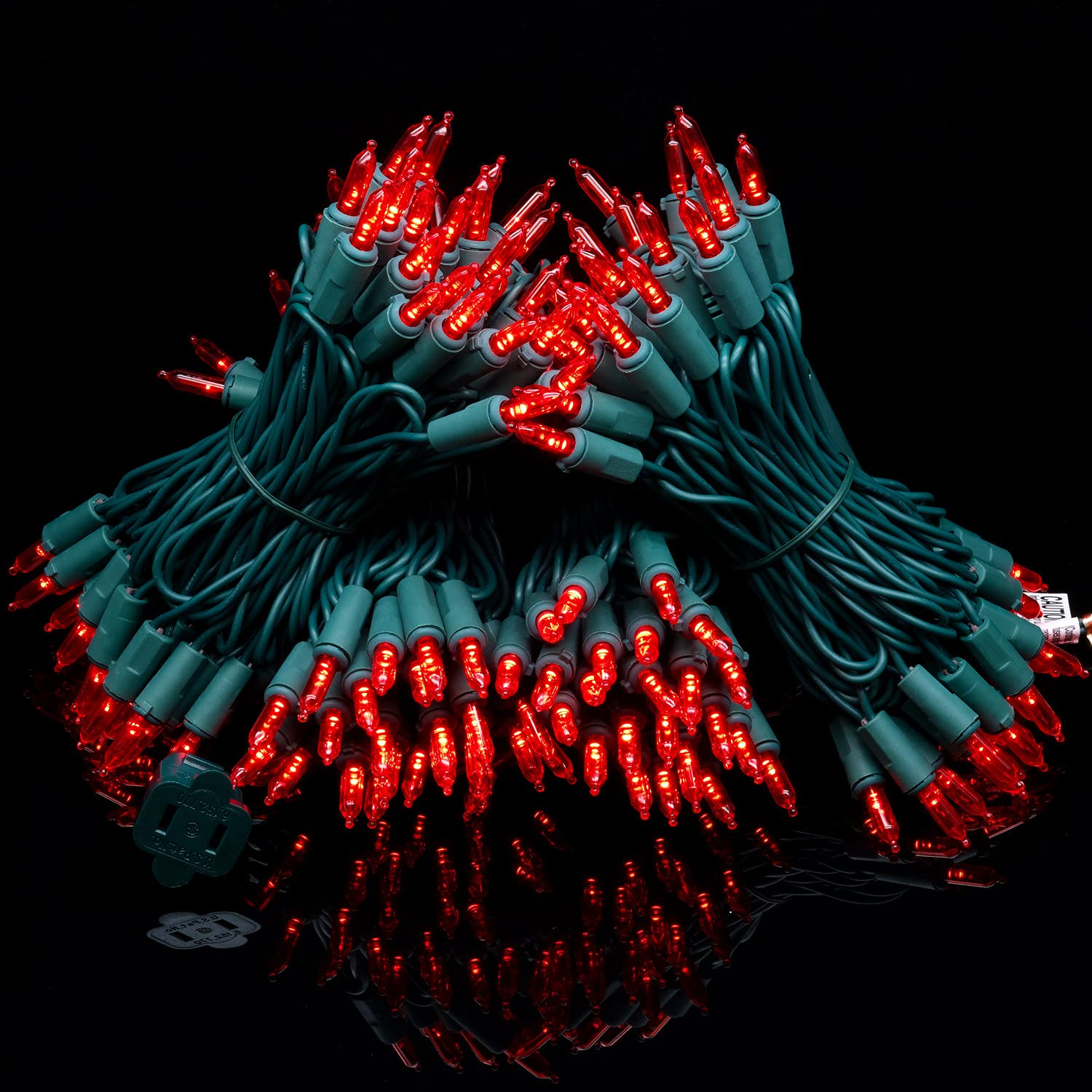 YULETIME Red LED Christmas Lights, 66ft 200 Count, Commercial Grade, Green Wire, Model BMD-L-200E/4F