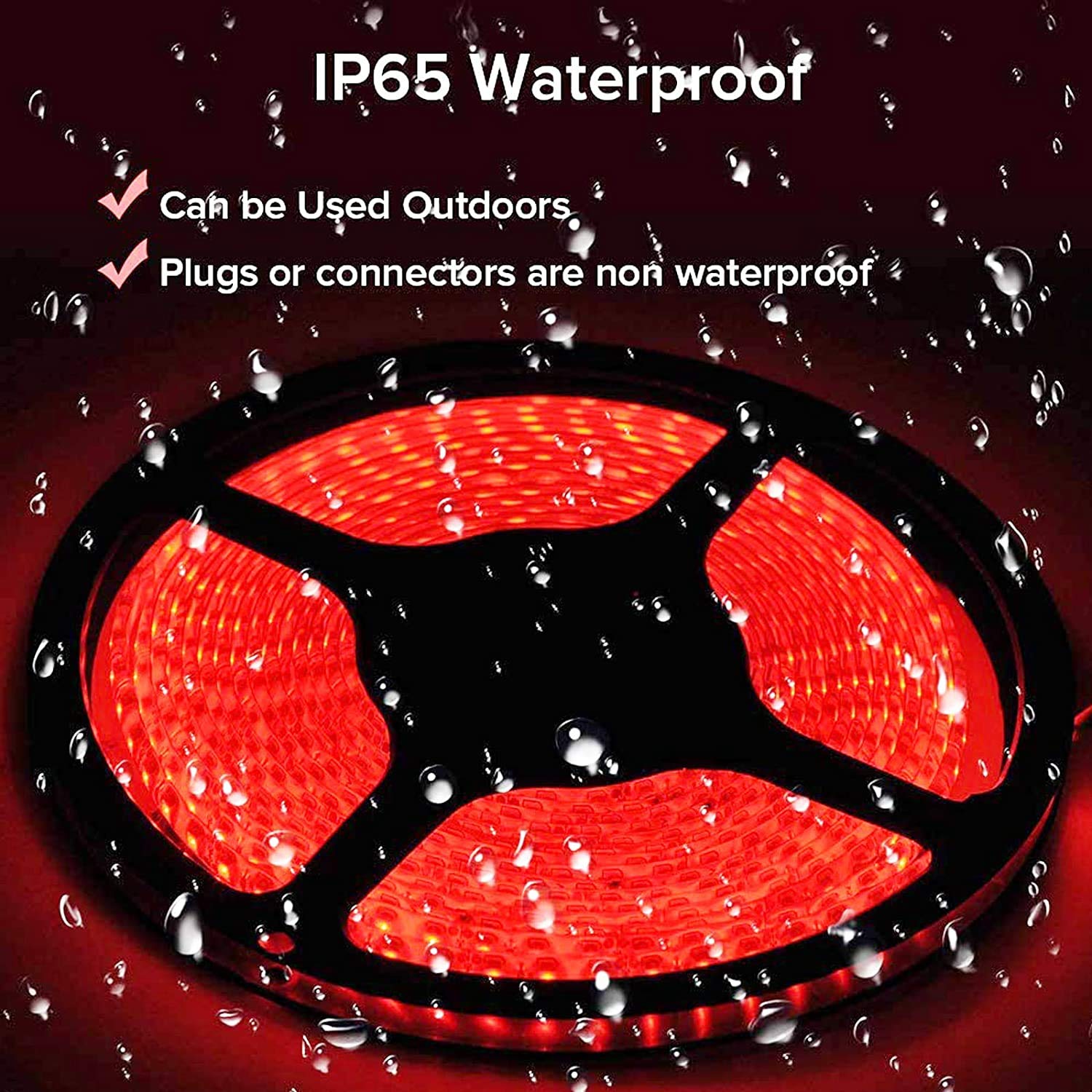Vbakor LED Strip Lights for Boats, 12V 5M Waterproof, Red, Model VH284605, Ideal for Night Fishing and Pontoon Use