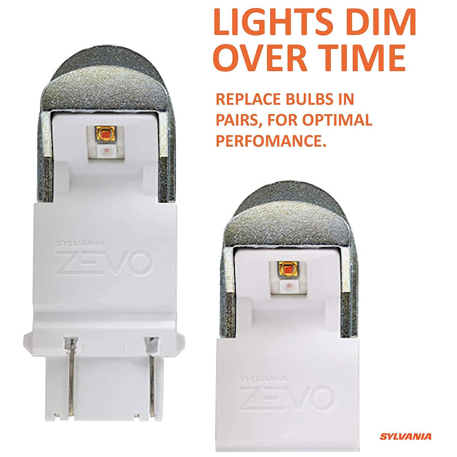 SYLVANIA 4114 ZEVO LED Amber Bulb - Ideal for Park and Turn Lights - 2 Bulbs