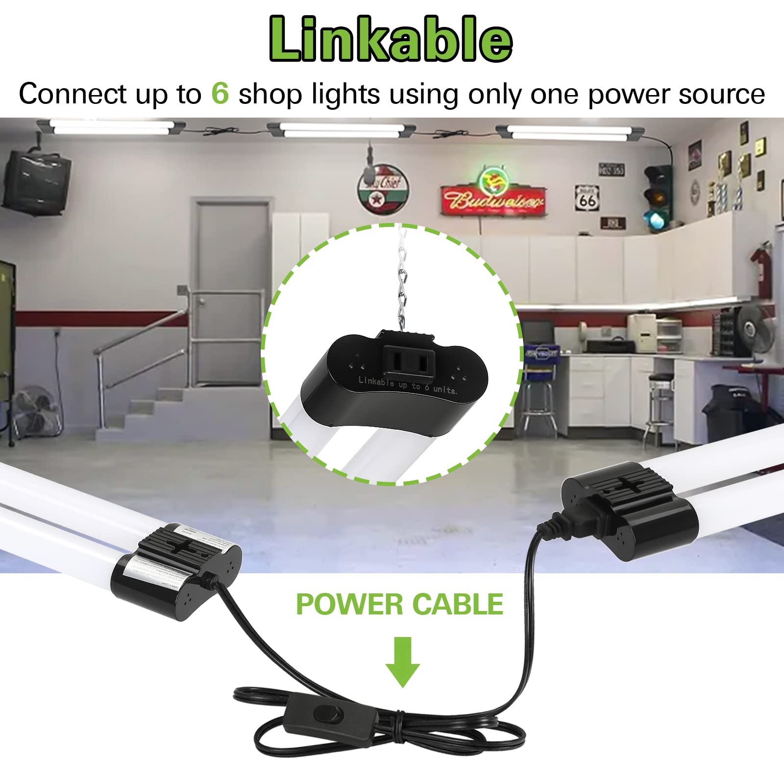 hykolity 4 Pack LED Shop Light, 22W 2500lm, 2FT, Black, Linkable Utility Fixture, ETL Certified