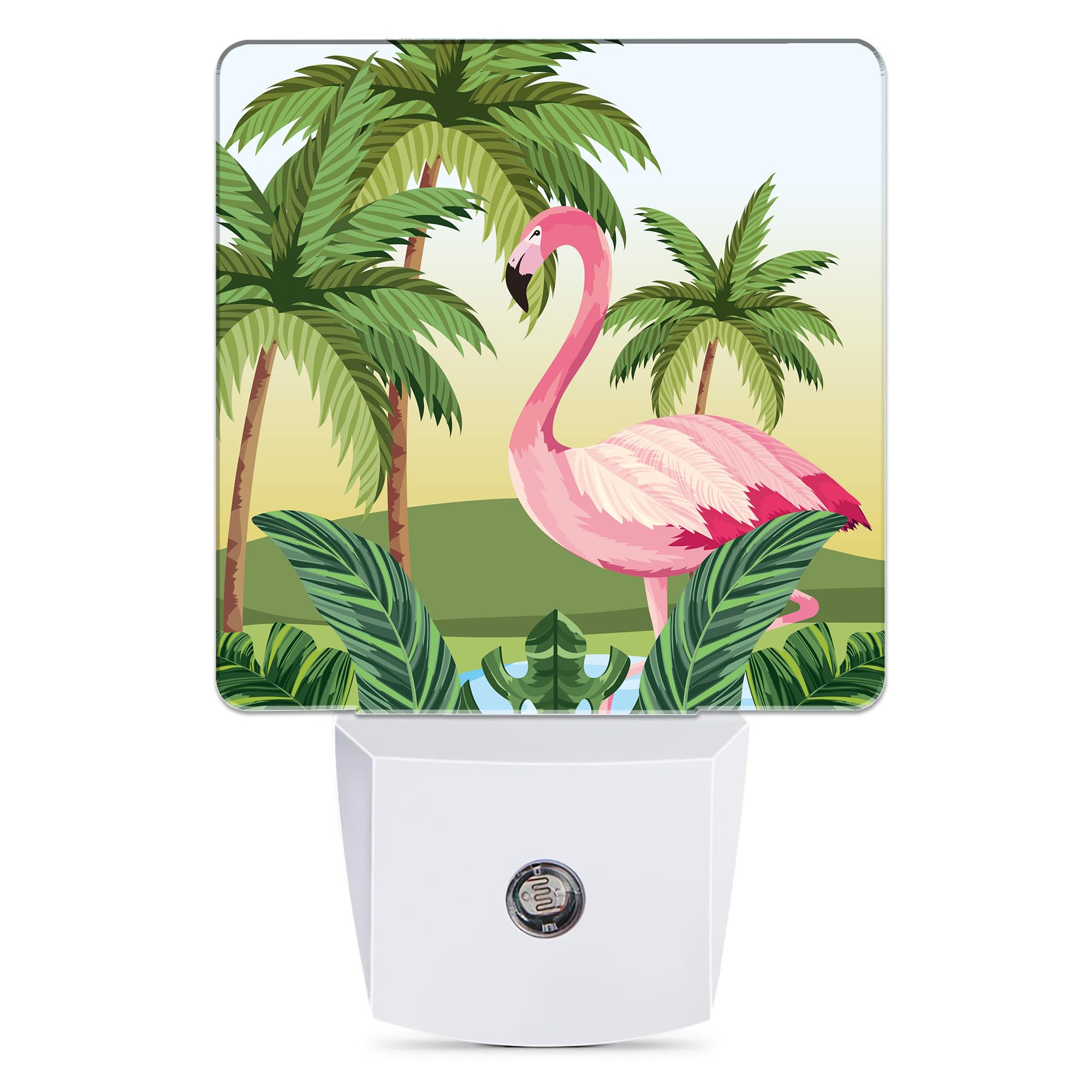 Jopowide Tropical Flamingo Cartoon Night Light, Dusk to Dawn Smart Sensor Nightlight for Bedroom Bathroom Kitchen Hallway Stairs