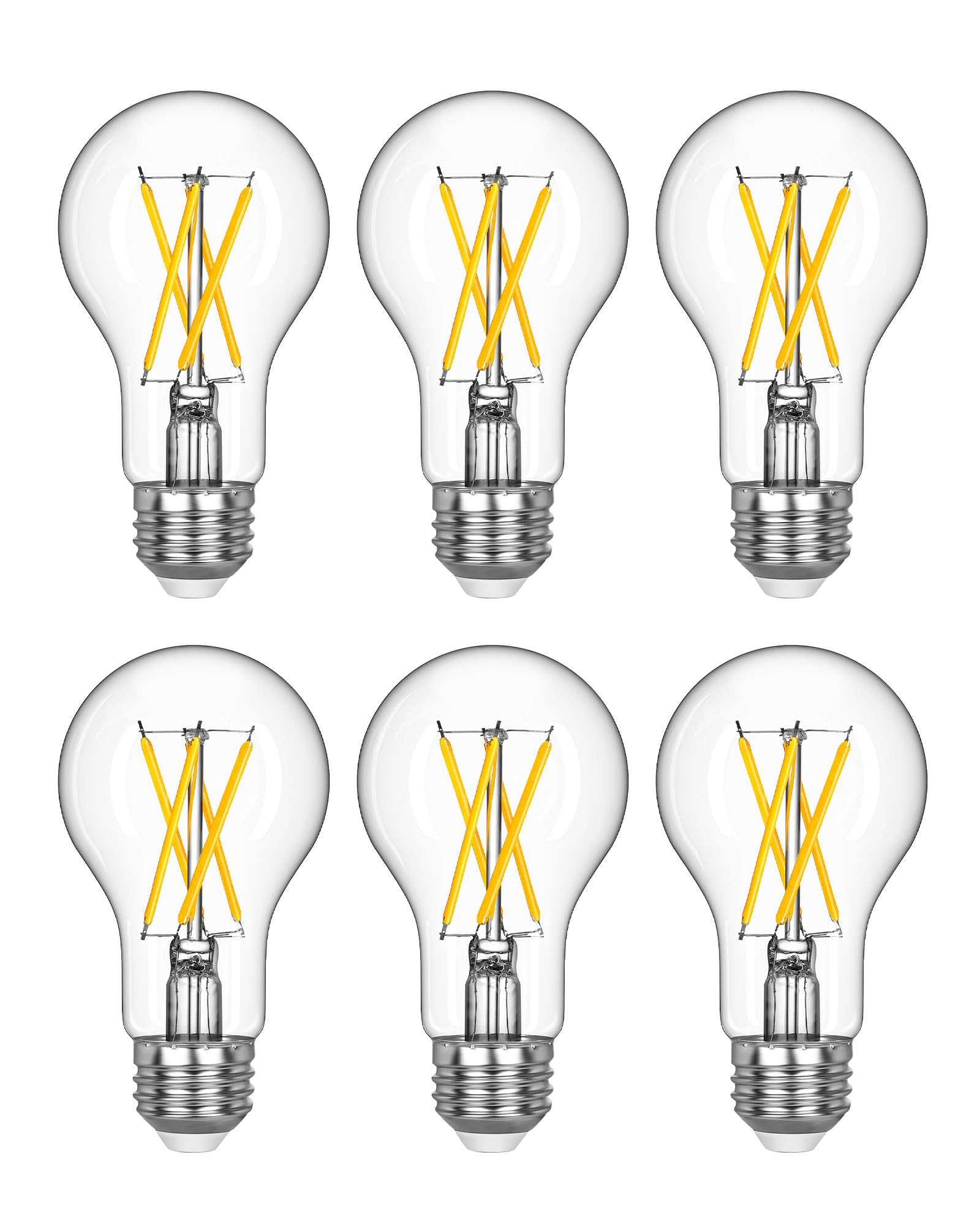 Edishine 6 Pack Led Edison Bulbs, A19 Dimmable Light Bulb, 800Lm 4000K Cool White Light, 240 Beam Angle & E26 Base, 8W Equivalen