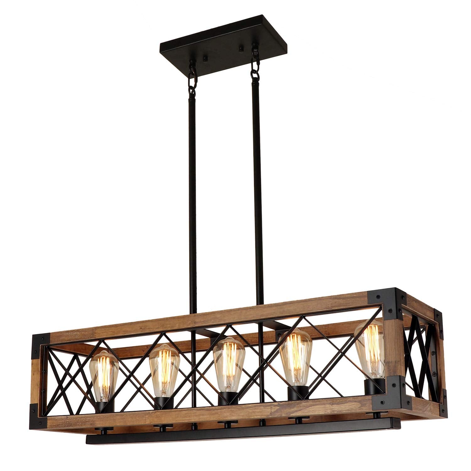 Giluta Wood Chandelier 5 Lights Pendant Lighting Farmhouse Style Metal C0080 Color: C0080-5 Lights