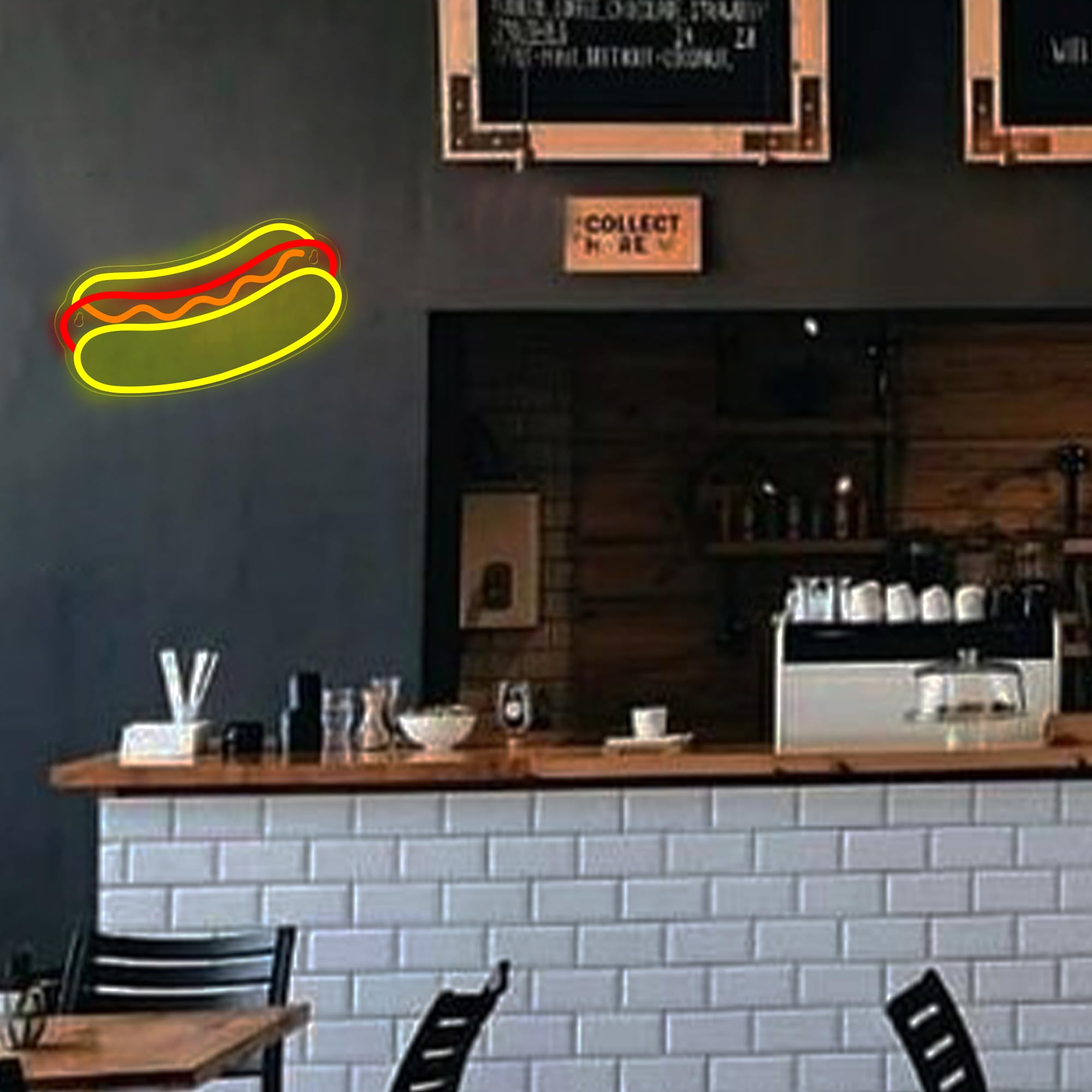 Attivolife Hot Dogs Neon Sign LED Lamp - Acrylic Wall Decor, USB Powered, Model FS-KF01NE, Color: HotDog