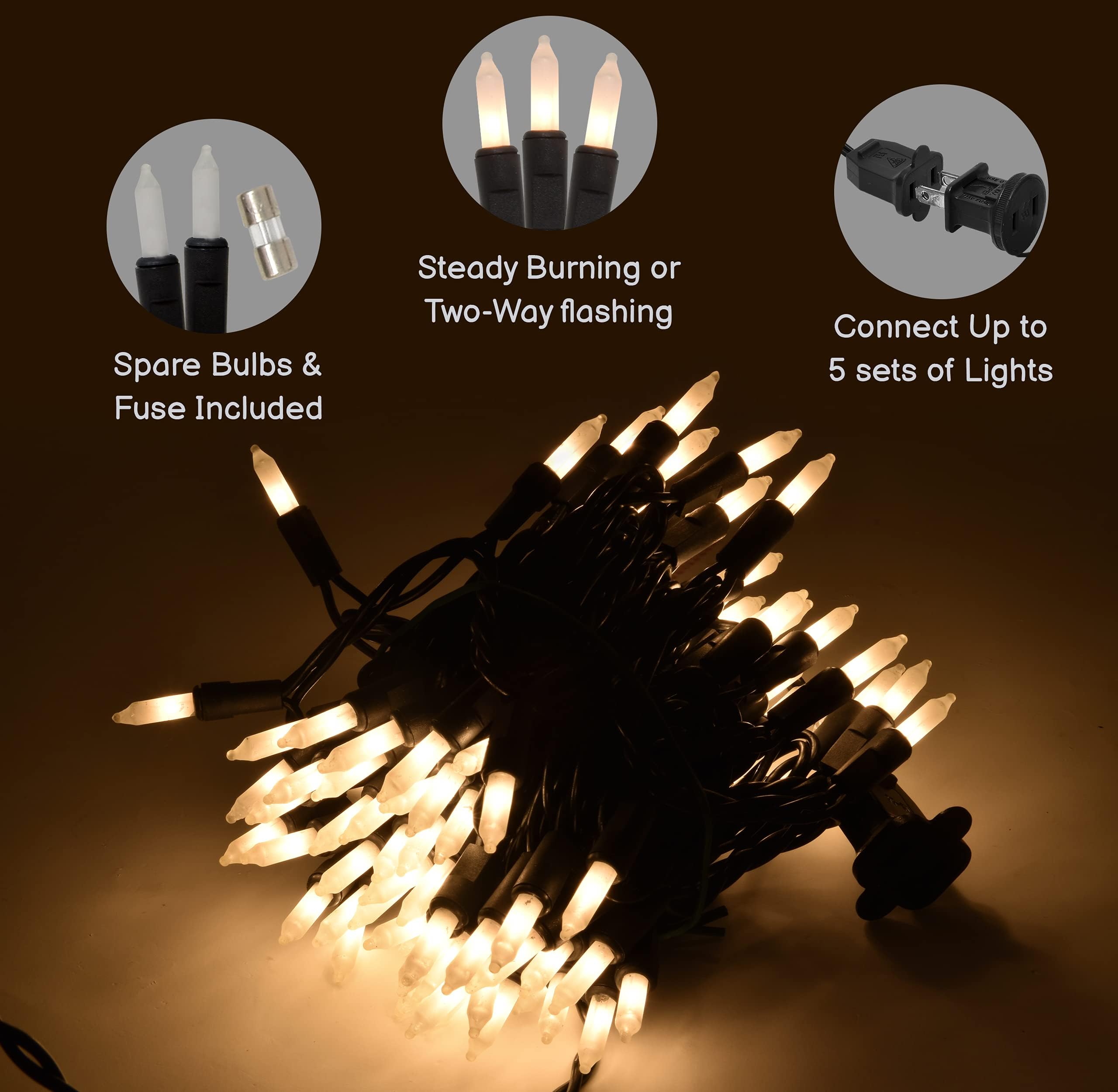Holiday Essence Frosted White Christmas String Lights Set, 100 Incandescent Lights, 20.6 Ft Black Wire, Indoor Outdoor