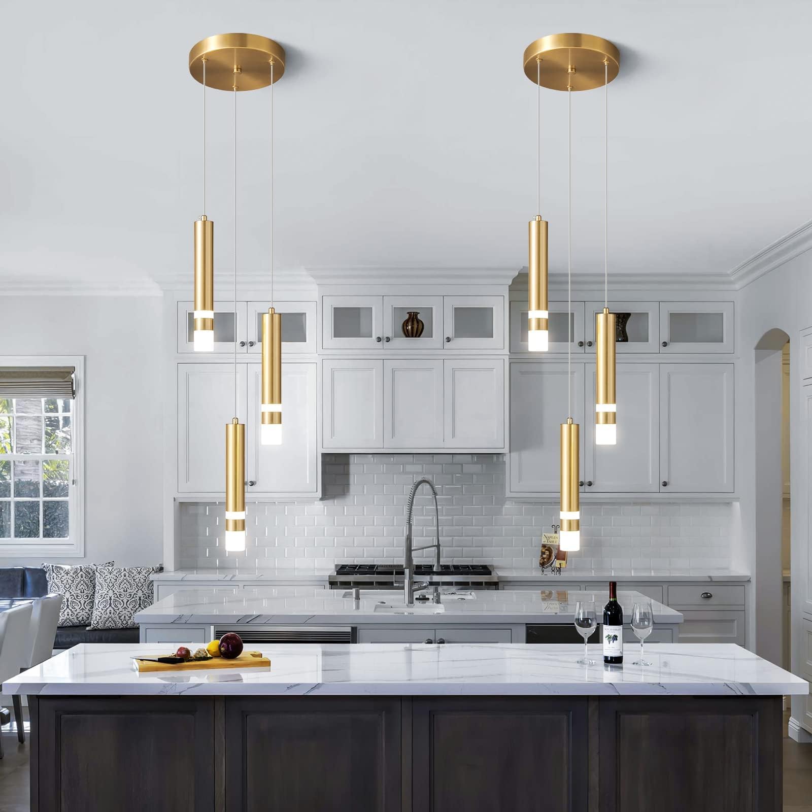 Liangmh Modern Pendant Light Kitchen Fixture Dimmable Led Gold Mini Pendant Lighting Fo Kitchen Island Bedroom Bedside Table Sma