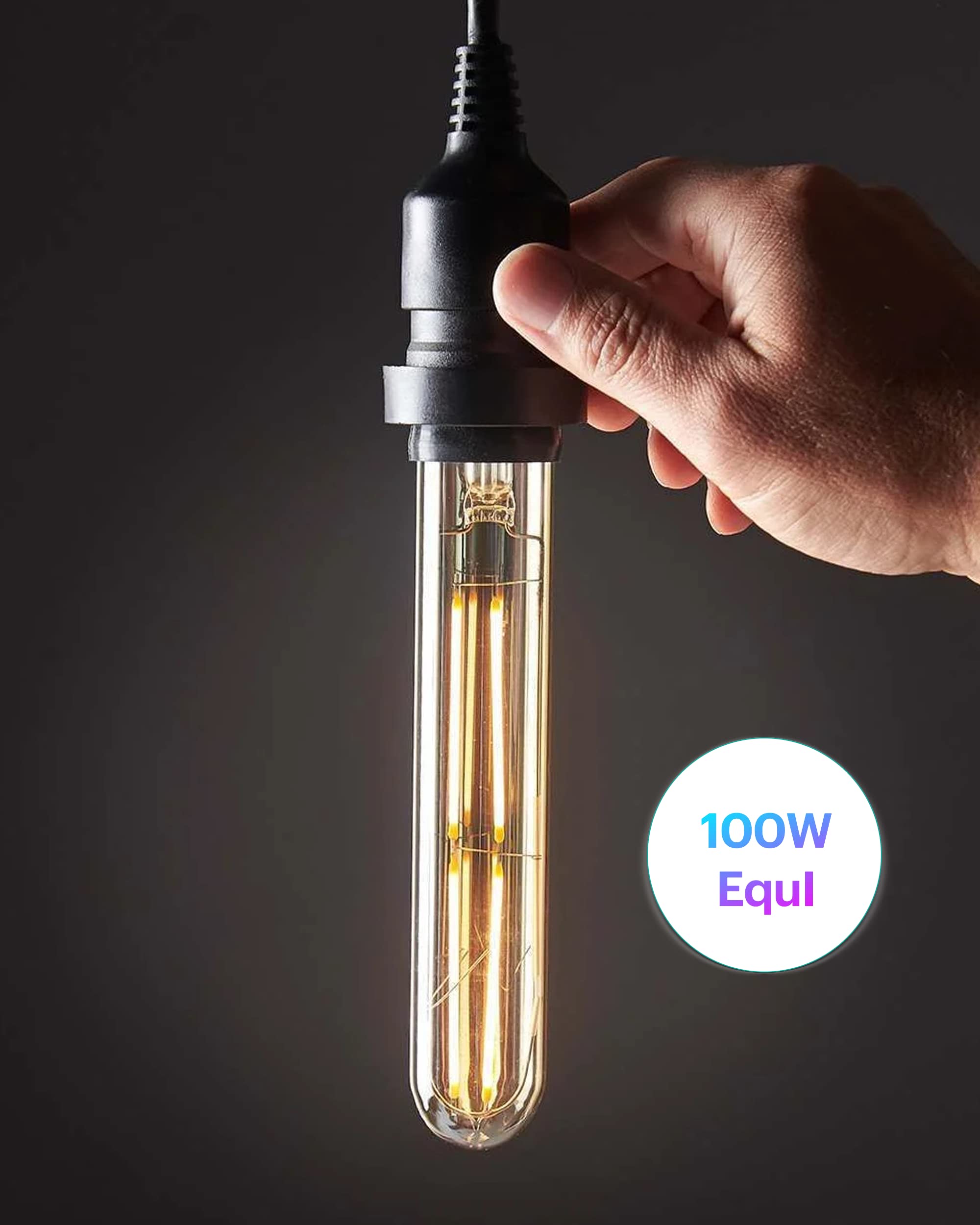 Hunanaote 6W Dimmable T10 Led Bulb, 2700K Warm White, E26 Base,