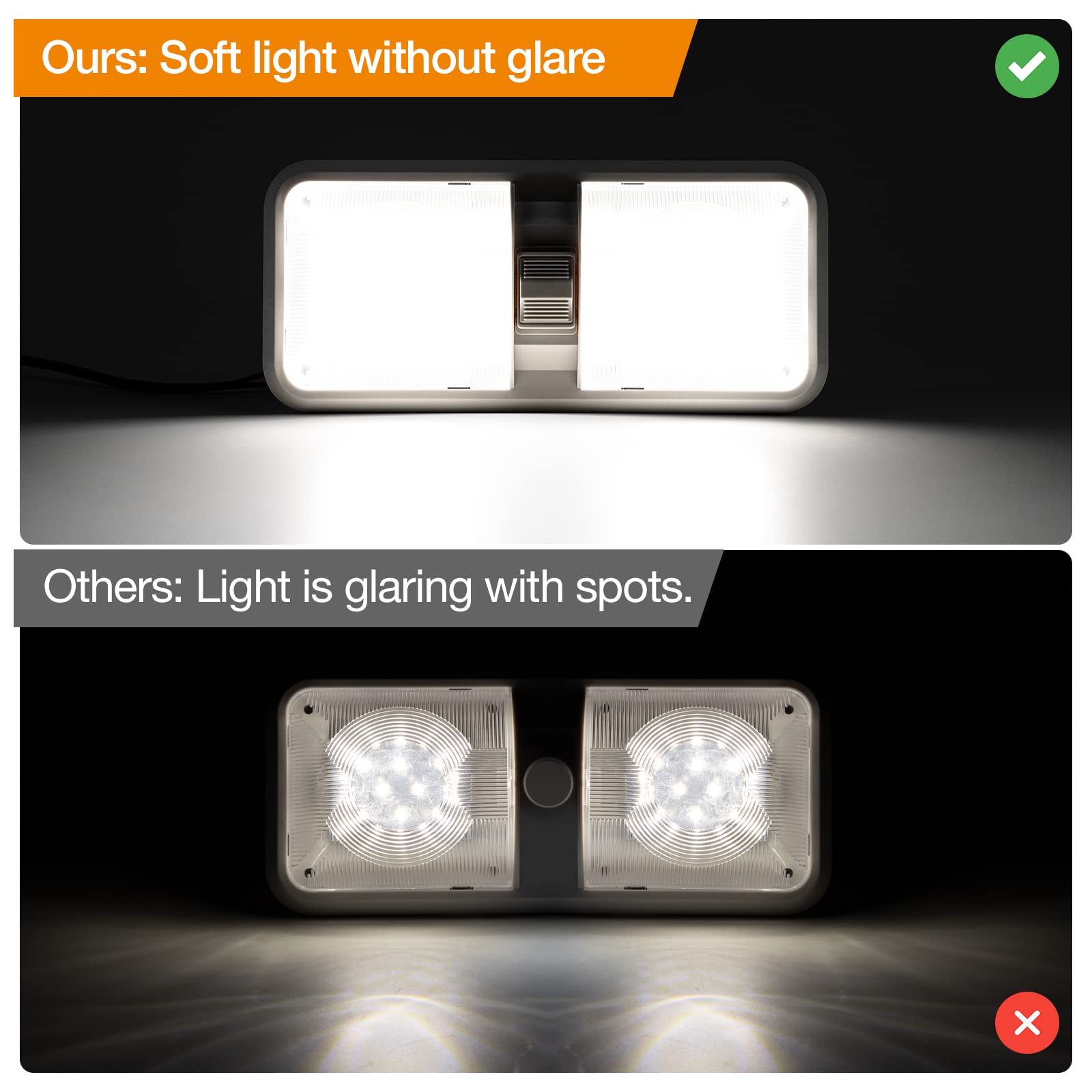 Aaleds RV Interior LED Lights, 12V, 1000LM, 8W, Ceiling Dome Light, 8Pack, Natural White