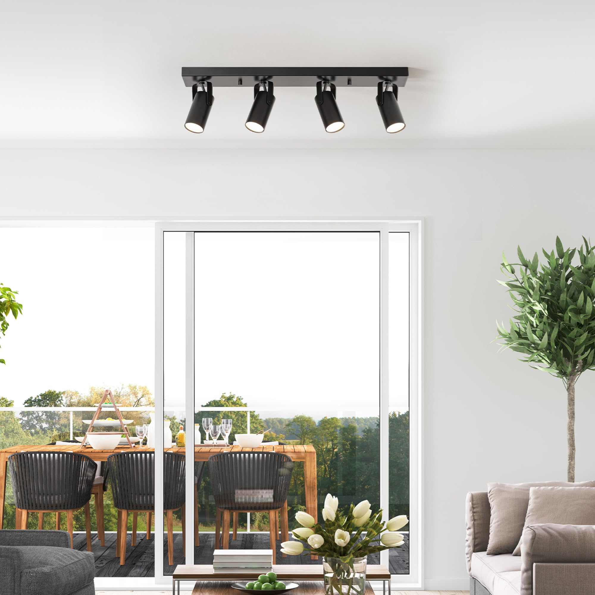 Globe Electric 64000051 24'' 4-Light 22W Led Integrated Track Lighting, Matte Black, Rotating Track Heads, Dimmable, 1200 Lumens