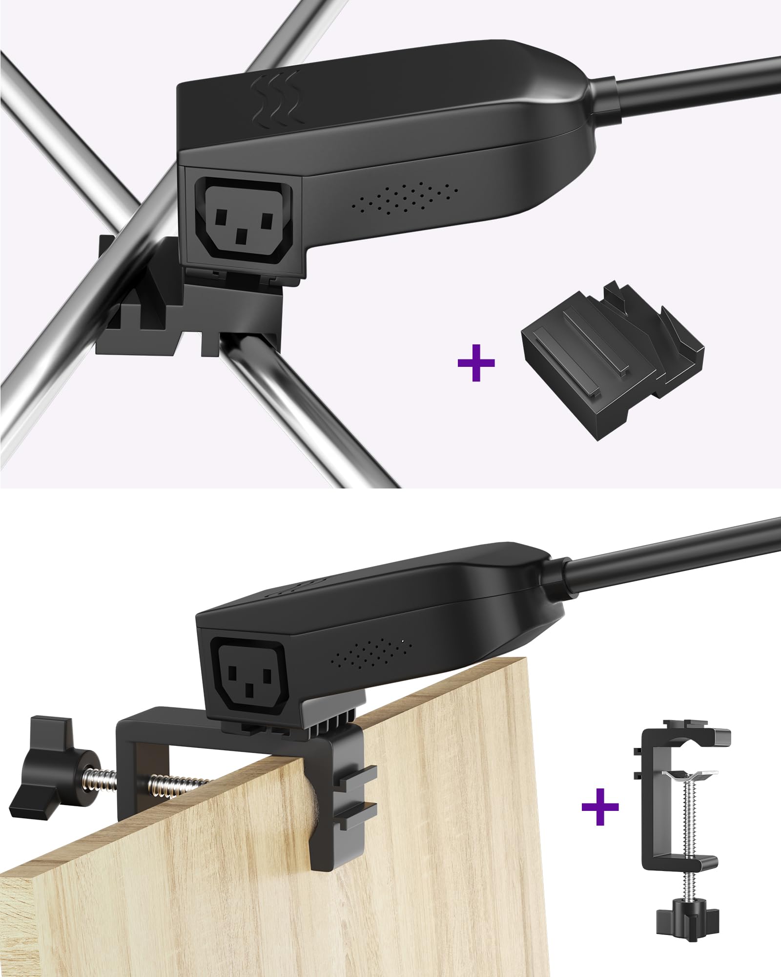 HitLights LED Trade Show Lights, Connectable with Clamps & Brackets, Aluminum, Model ARM110V-65050, Black