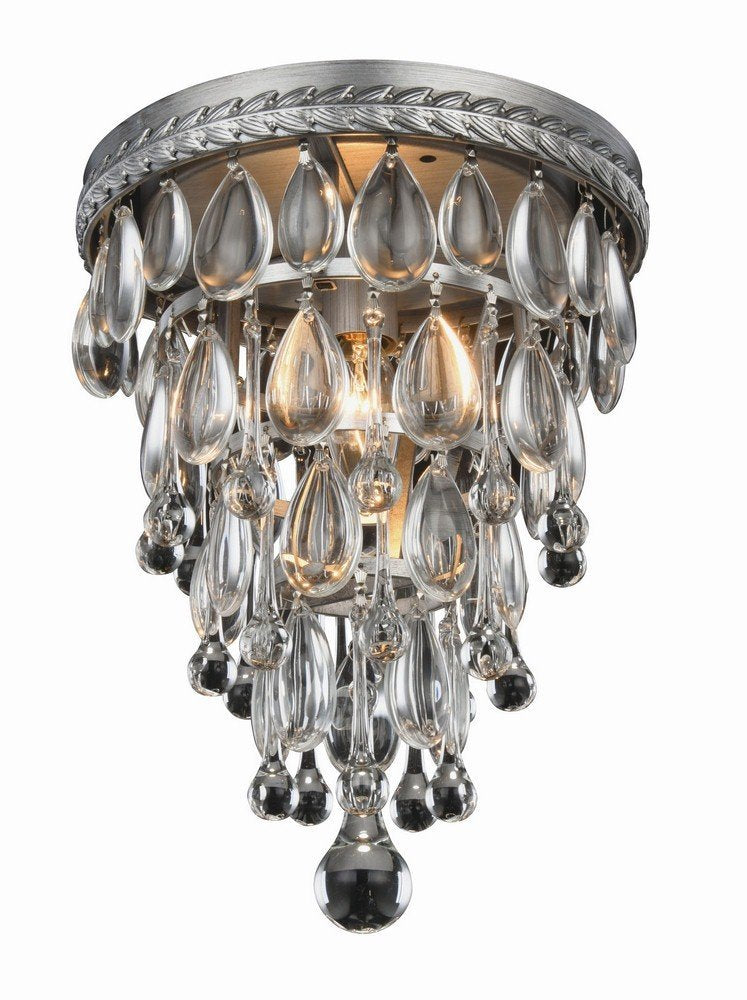 Elegant Lighting 1219F9AS/RC Nordic Collection Flush Mount D9 H12 1-Light, Clear