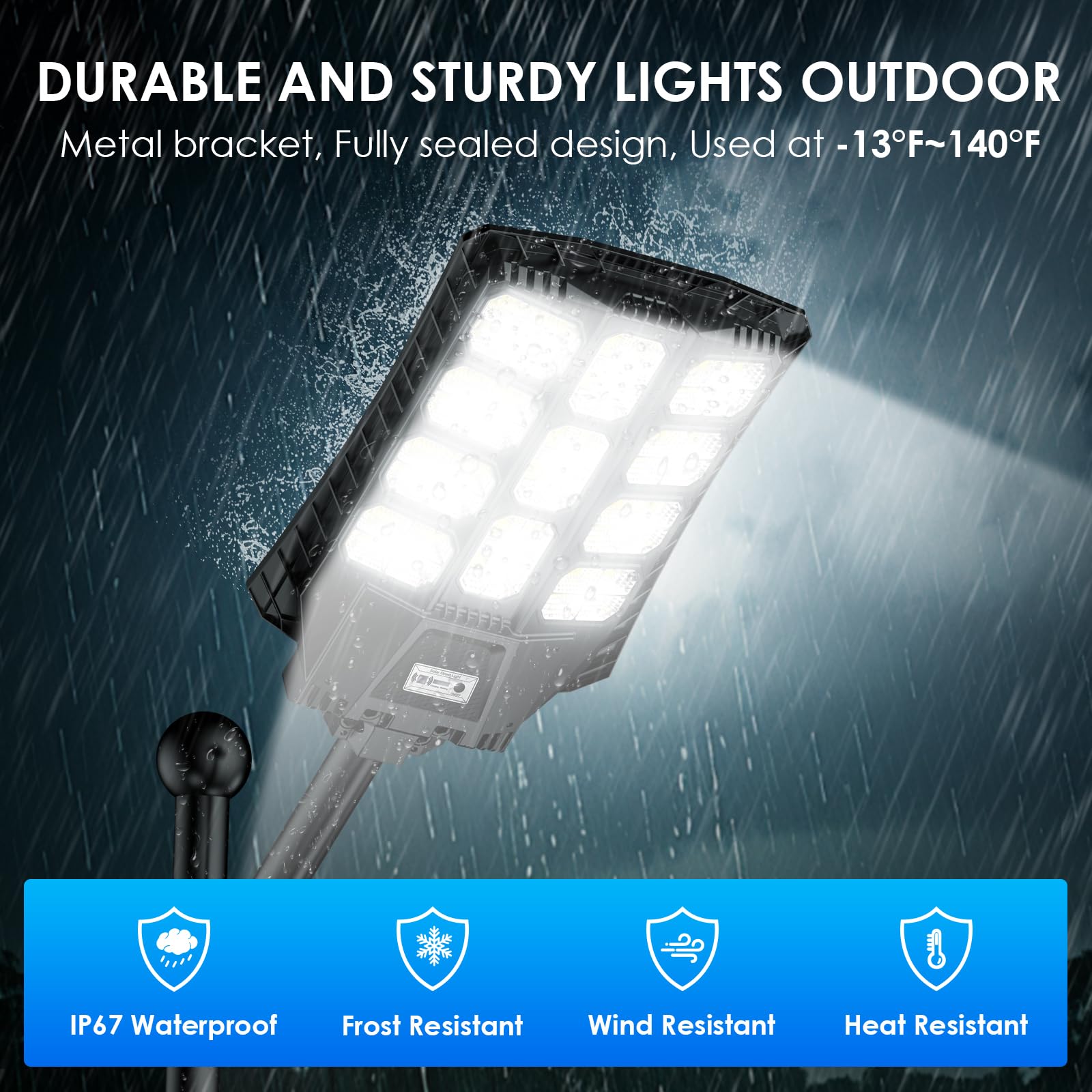 Ziziwin 8000W Solar Street Lights Outdoor Waterproof, Solar Powered Led Flood Light Outside Dusk To Dawn, Wide Angle Soalr Secur