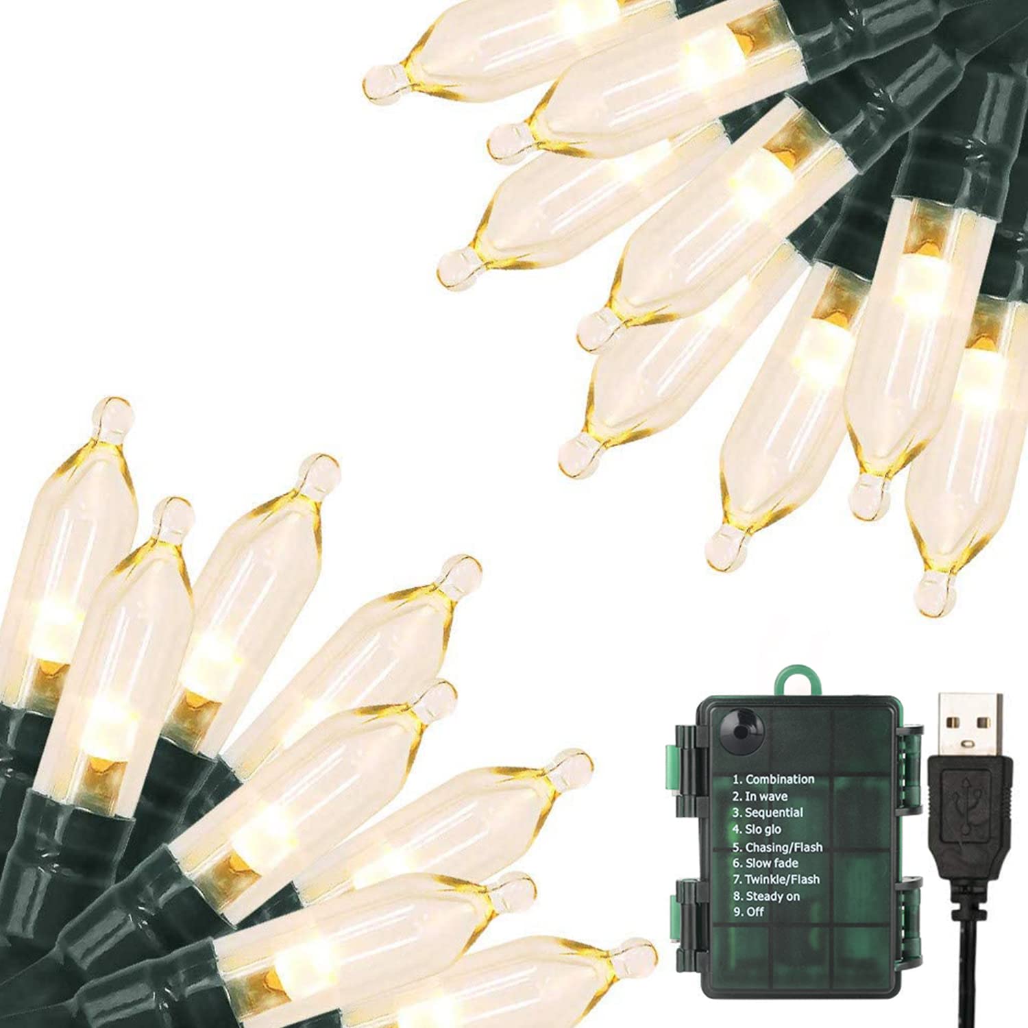 Green Convenience 33ft 100 LED Battery String Lights with Timer, Waterproof, Warm White, Model LSO-100/2F