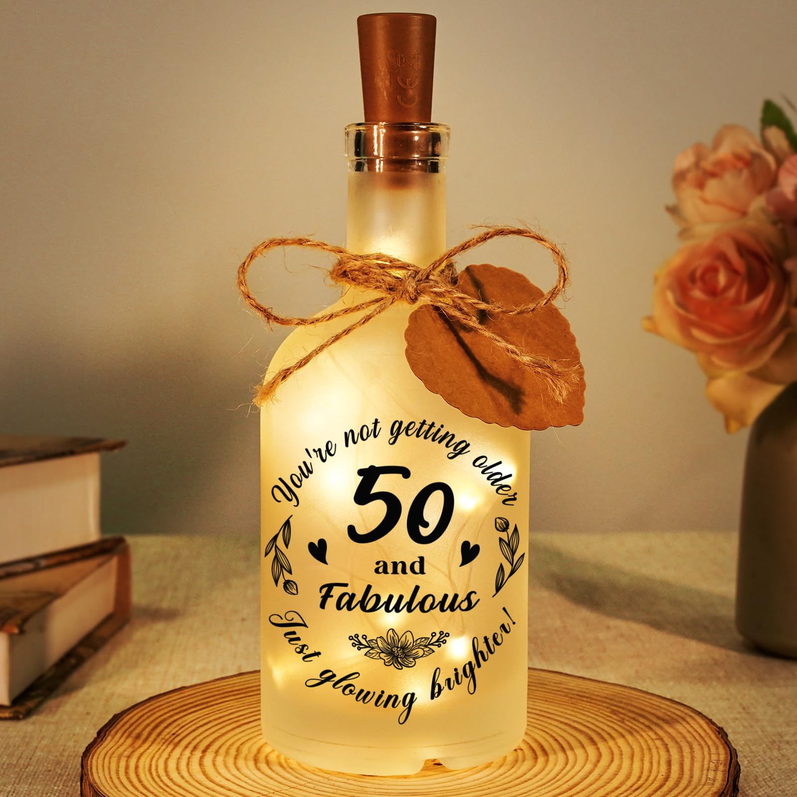Vetbuosa 50Th Birthday Gifts For Her Him - Led Bottle Decorative Light 50 Years Old Gift For Women  50Th Birthday Decorations For Mum Friends Sister Wife