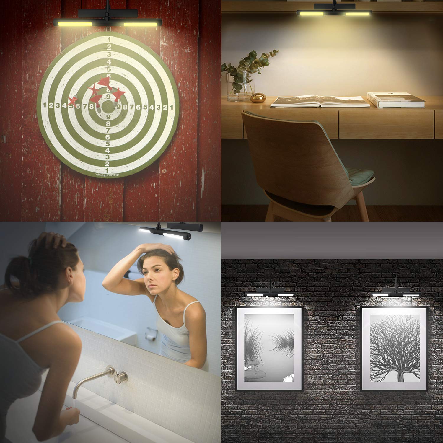 Picture Lights For Paintings,Recgargeable Battery Wireless Art Light With Remote Control,Dimmable And Timer Off Display Light Wi