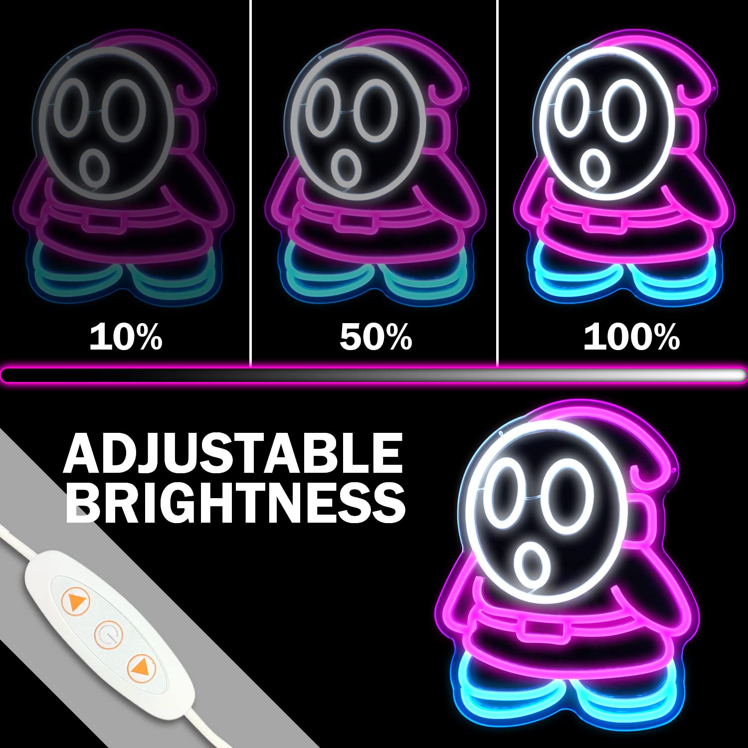 Shy Guy Neon Sign From Gaming Neon Sign Dimmable Ghost Led Neon Light For Bedroom Kids Game Room Man Cave Birthday Halloween Decor Christmas Gift