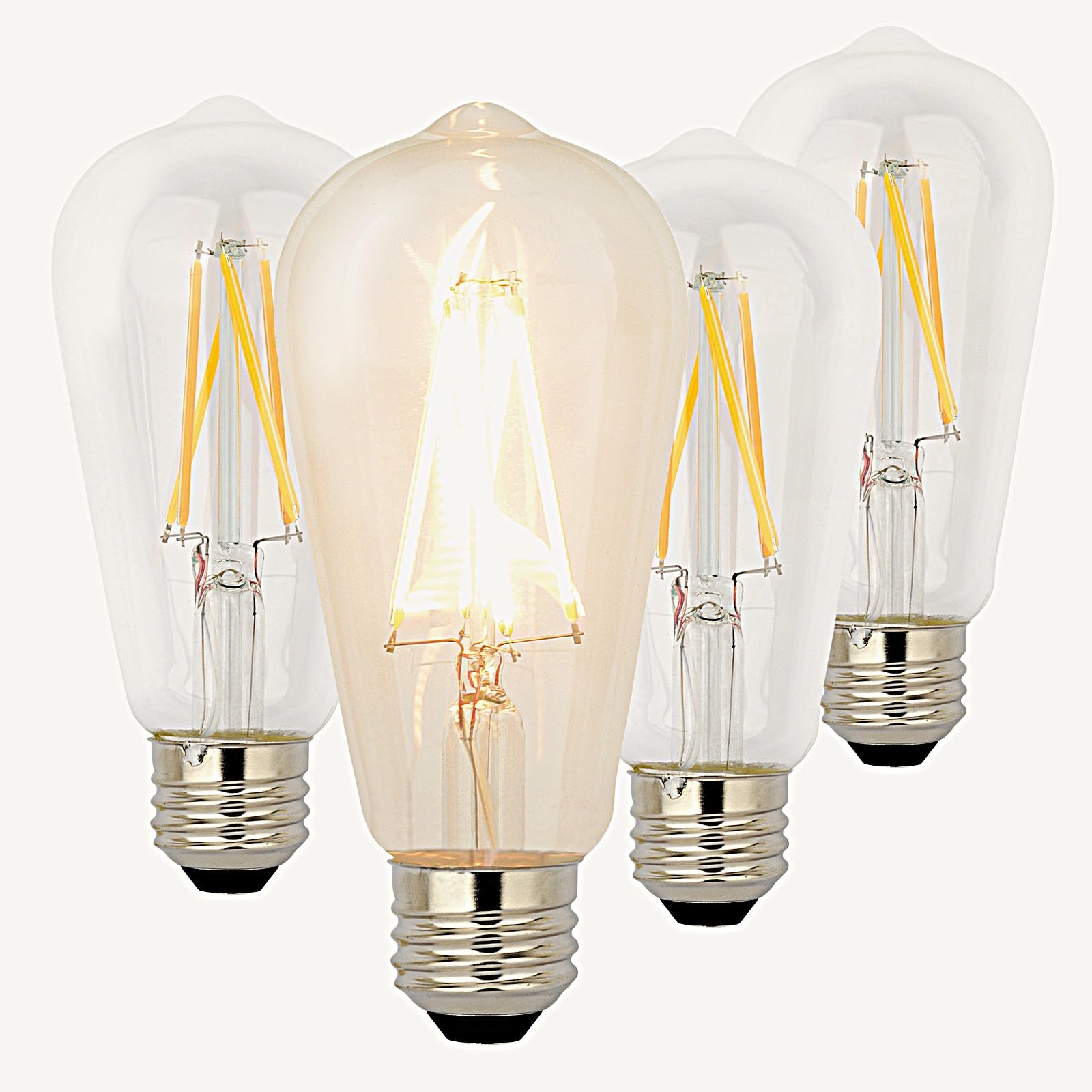 Liii&Artman Vintage Led Light Bulb St19/St58 6W E26 Dim-To-Warm 2000-3000K Clear Cri95 600Lm=60W Edison Bulb (4-Pack)