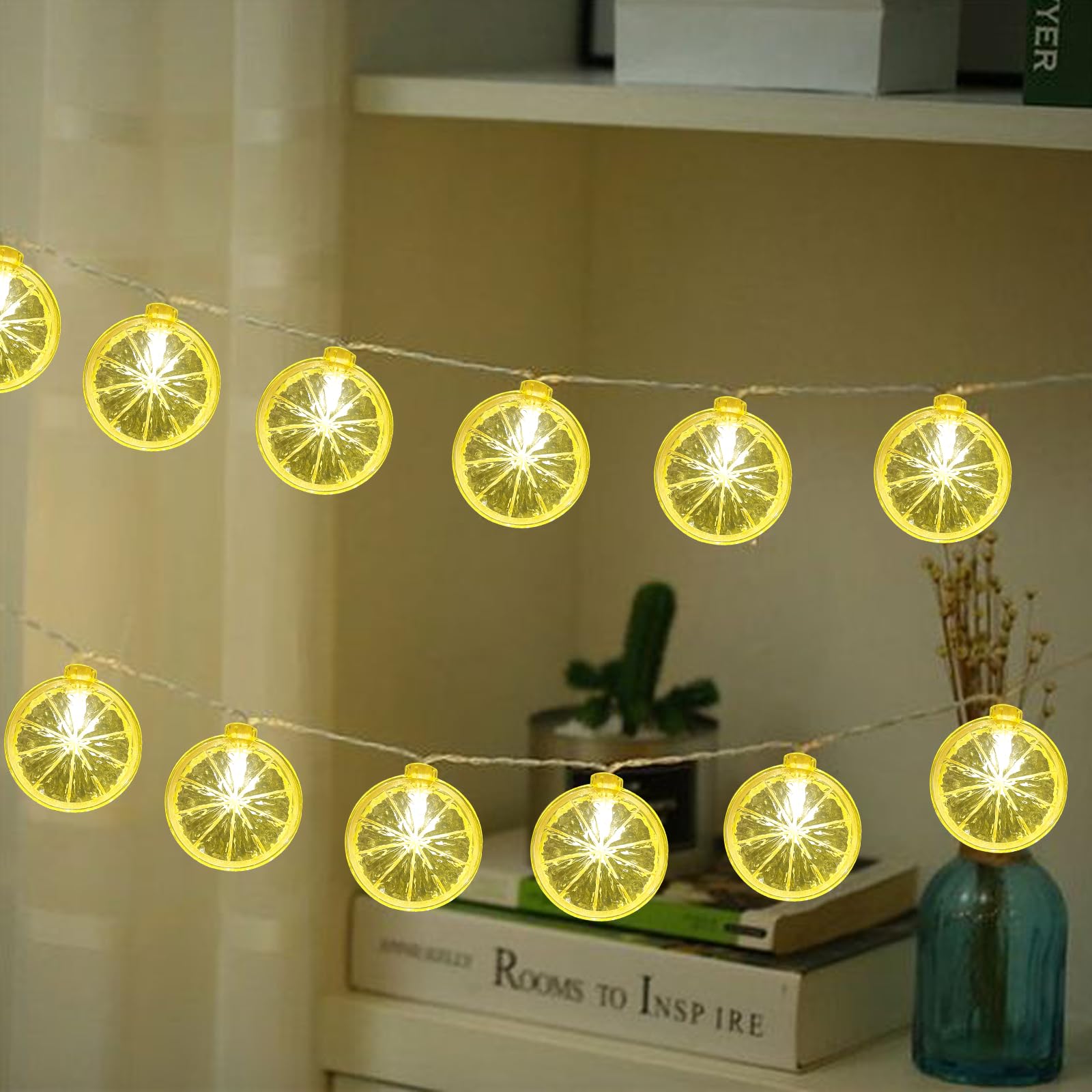 Abeja Lemon Decor String Lights, 8.5Ft Lemon Fairy String Lights With 10 Lemon Slice Lights Plug In Lemon String Lights For Home