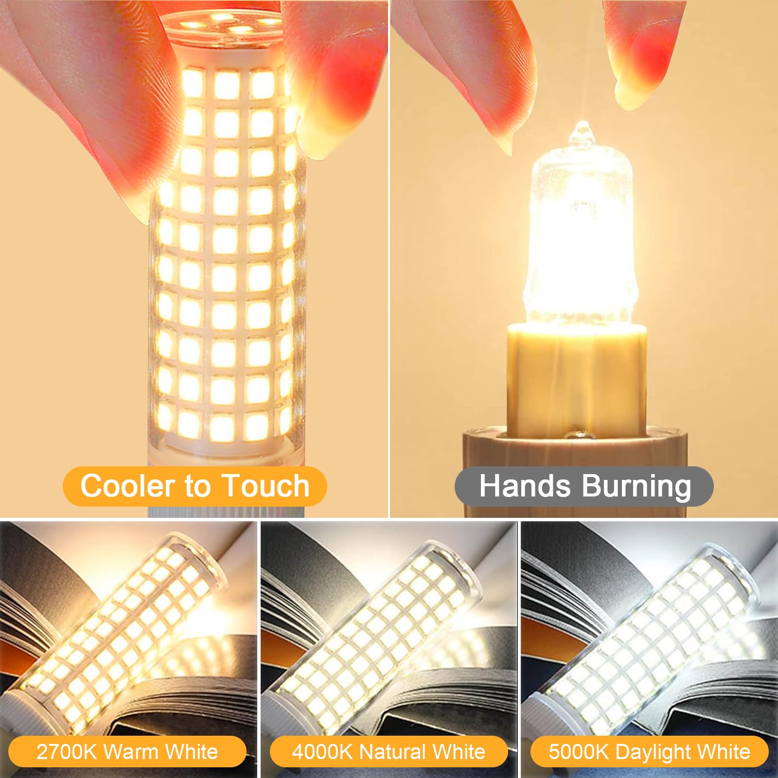 DUMILOO G9 LED Bulb 6W, 600LM Warm White, Non-Dimmable, Ceramic Base, 6 Pack for Chandeliers and Home Lighting