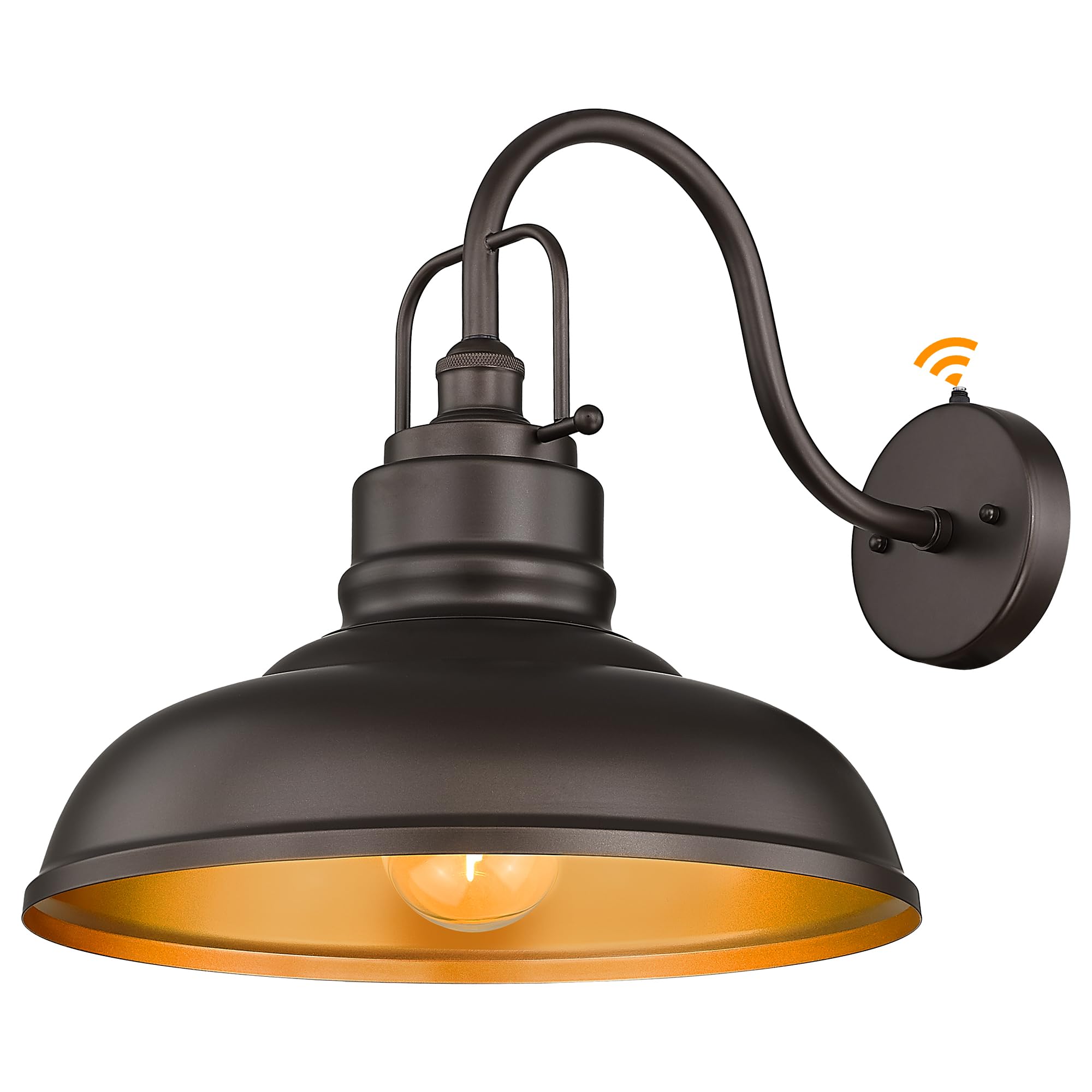 zeyu 18 Inch Vintage Gooseneck Wall Light Fixture, Outdoor Dusk to Dawn Barn Light, Farmhouse Wall Sconce Light for Garden Garag