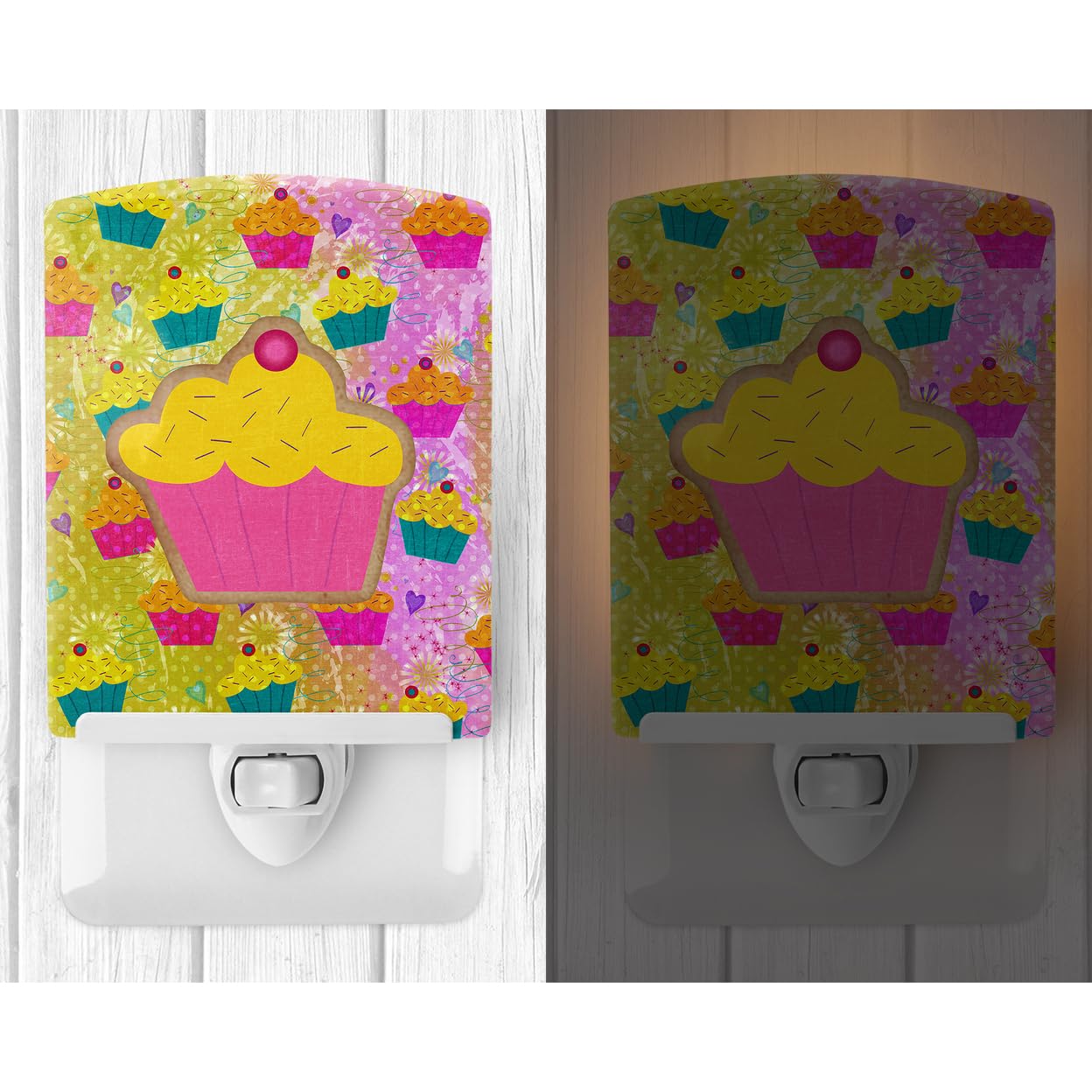 Carolines Treasures Cupcake Ceramic Night Light, UL-Certified, 6x4x3in, Multicolor, Model SB3003CNL