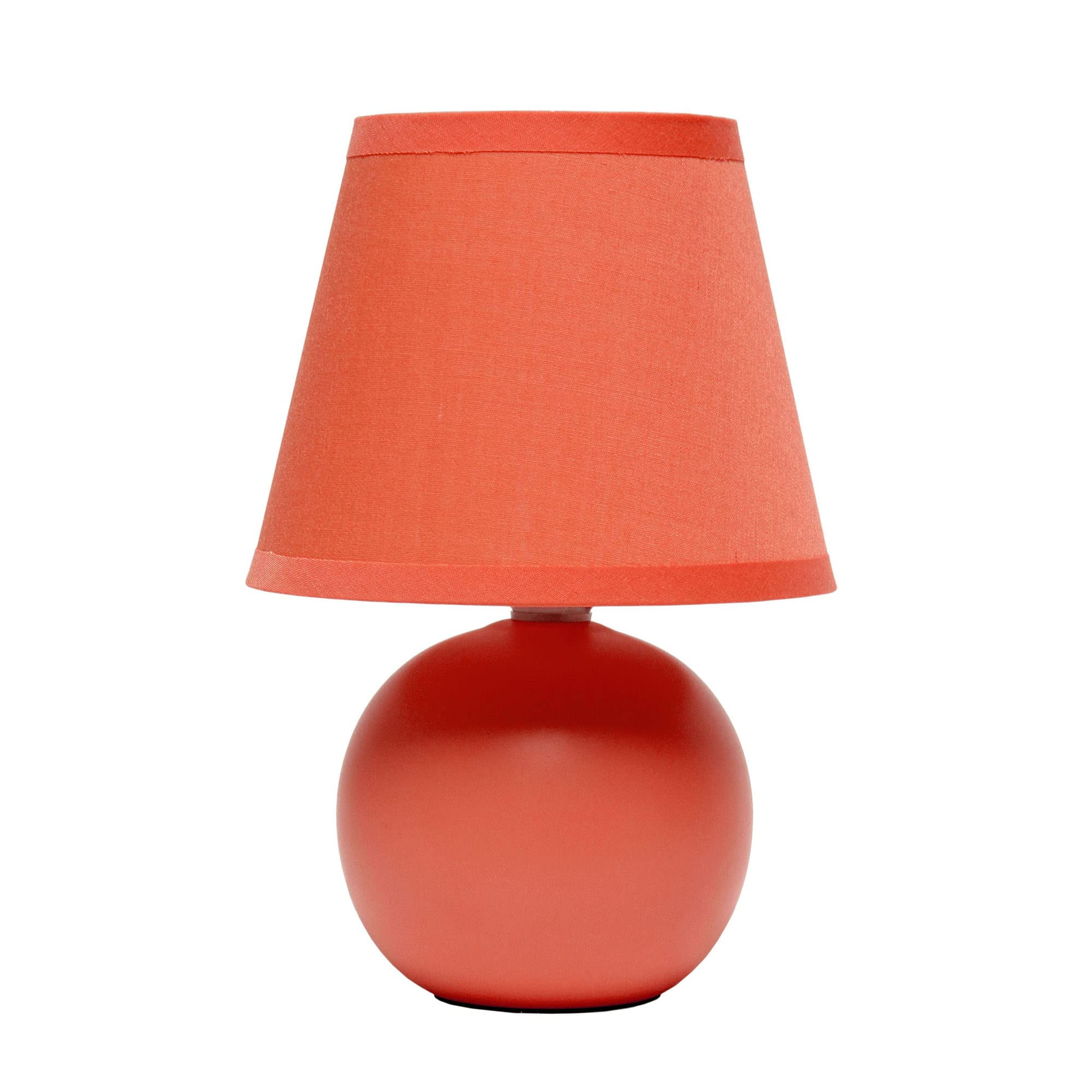 Creekwood Home Orange Ceramic Table Lamp, 8.66&quot; Petite Bedside Light With Drum Shade