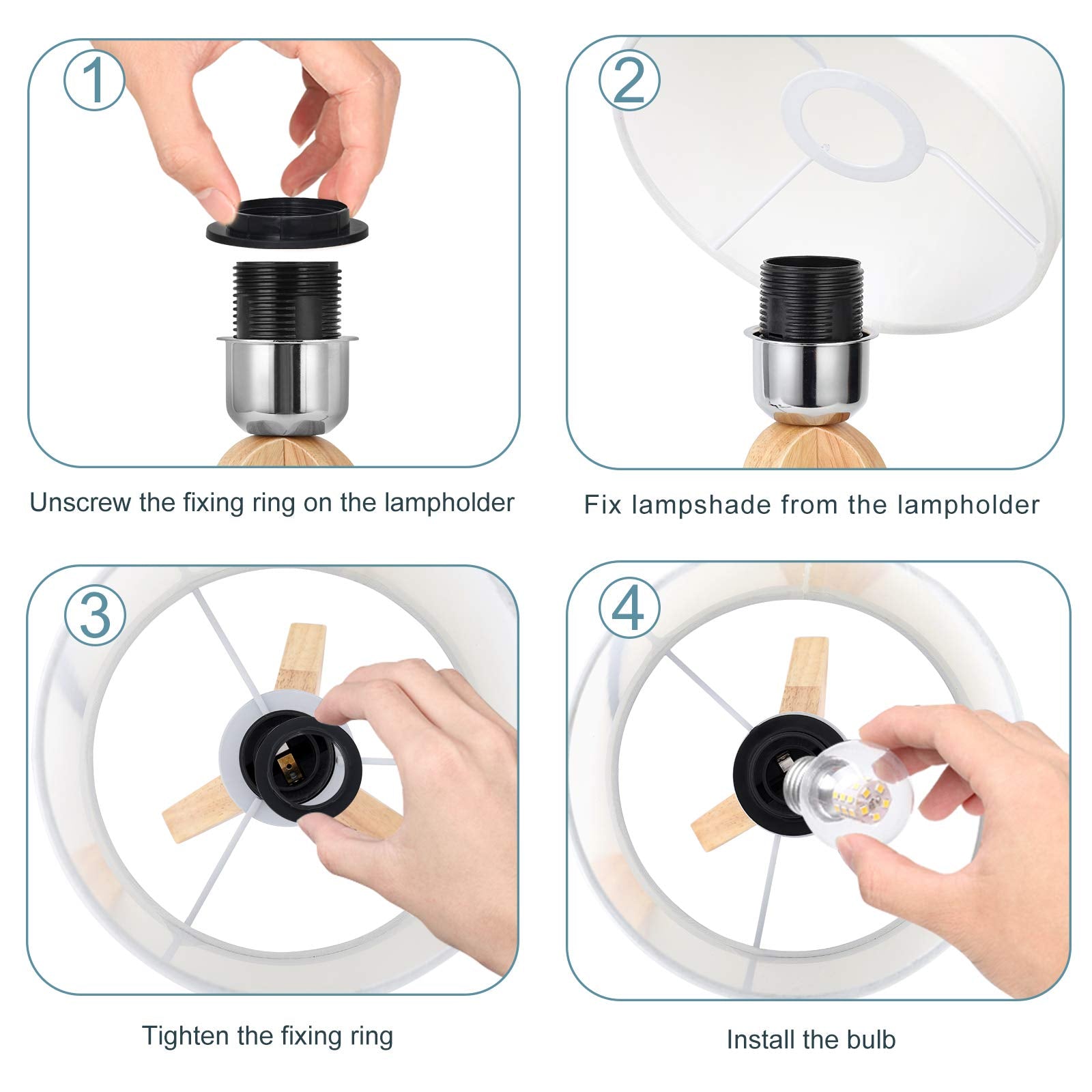 Bty Small White Table Lamp - Cute Desk Lamp With Fabric Shade & Tripod Base For Kids & Office