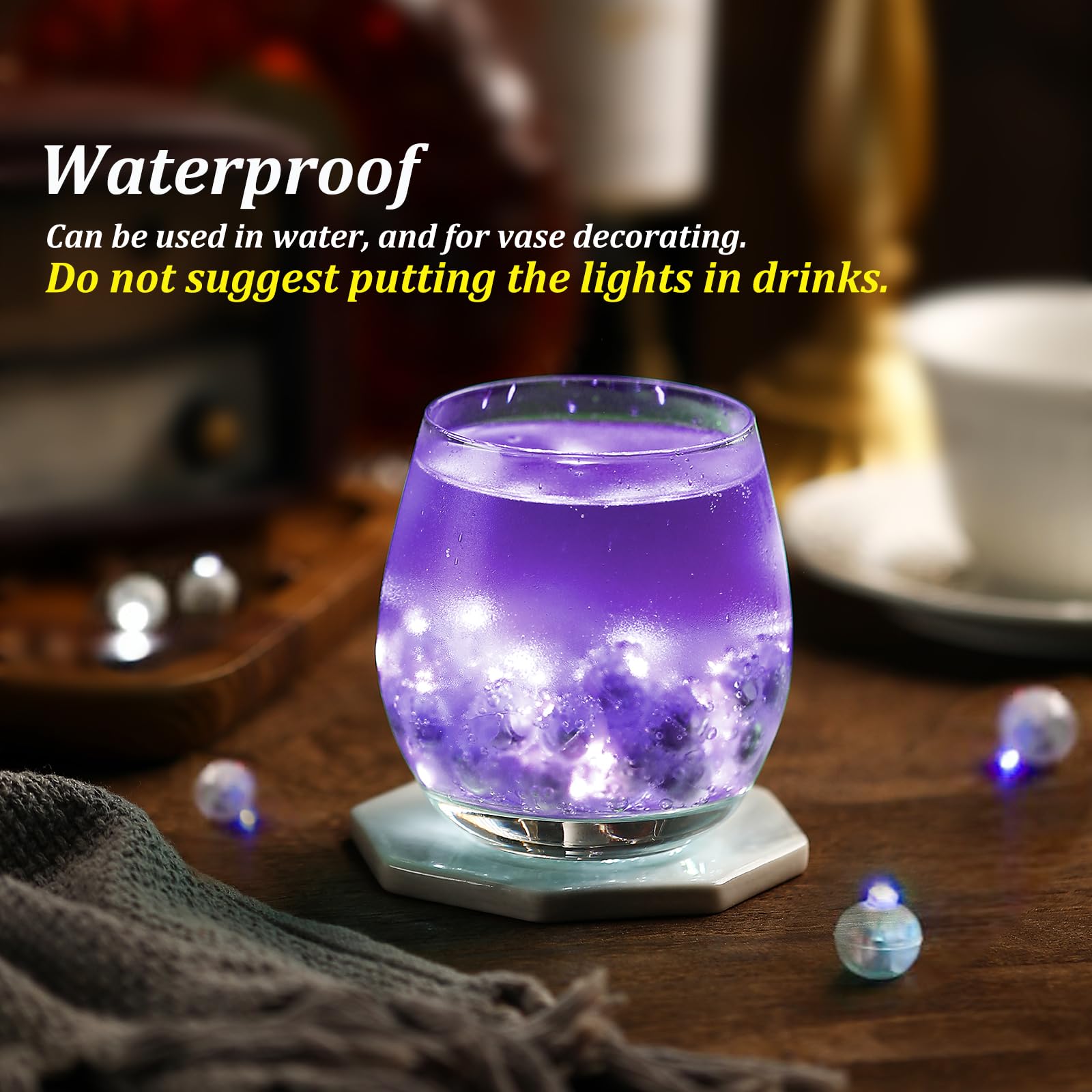 ZGWJ Mini LED Lights for Balloons, 100 Pcs, Purple, Plastic, Model A01-Mini, Twinkle Effect, Party Decorations
