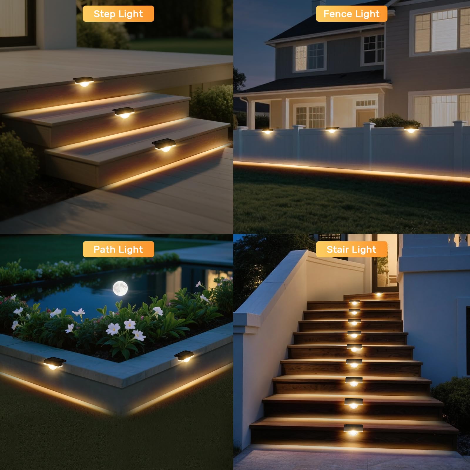 Agotd Solar Stair Lights Outdoor Waterproof  8 Pack Solar Step Lights For Outside Warm White Deck Lighting For Step  Stair  Porch  Railing  Patio  Yard  Front Door  Sidewalk  Poolside  Balcony