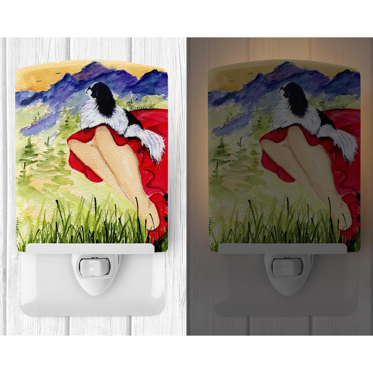 Carolines Treasures Ceramic Night Light, Lady with Japanese Chin, UL-Certified, 6x4x3 inches, Multicolor, Model SS8524CNL