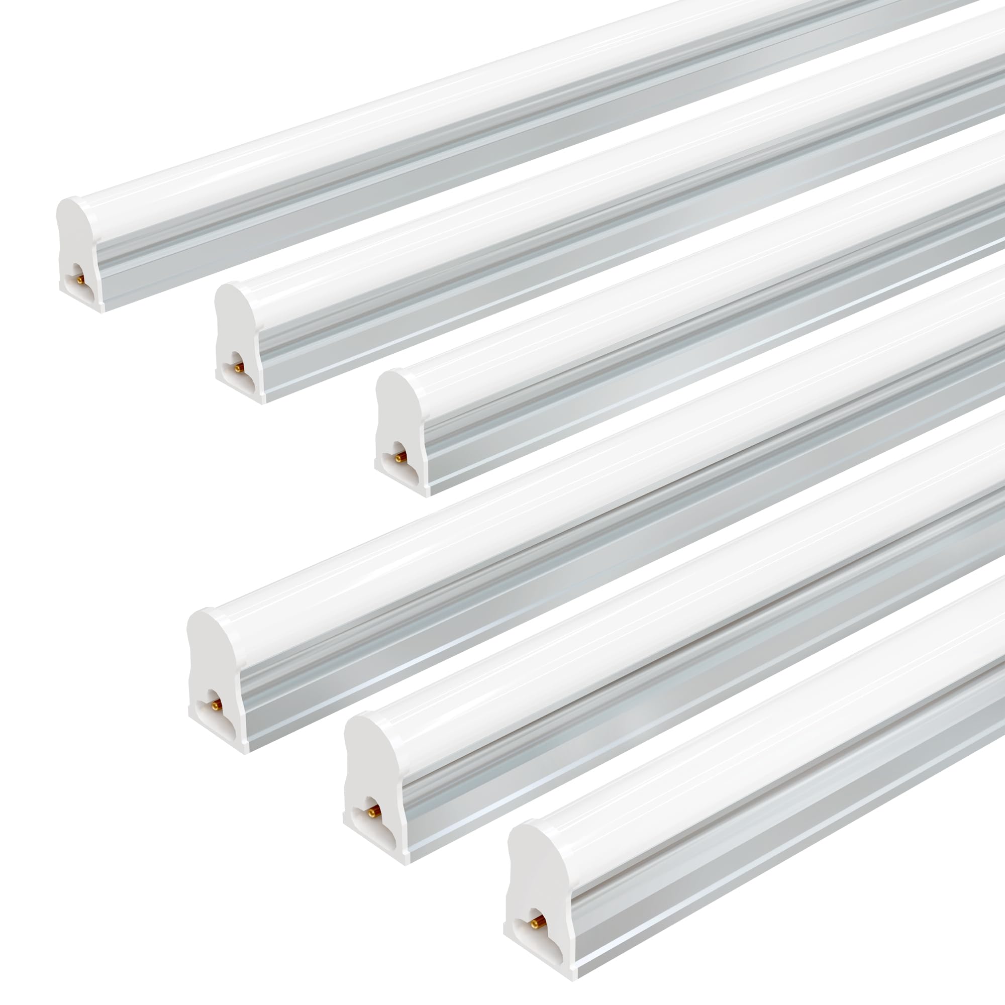Ensenior 6-Pack T5 LED Shop Lights, 2FT 1000LM 6500K Super Bright White Integrated Single Fixture, 10W Linkable Utility Commerci
