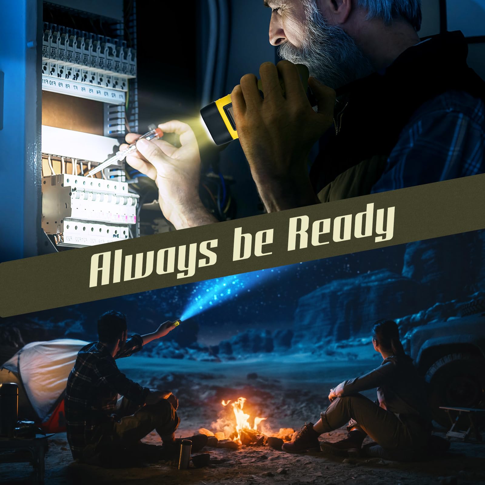 SEANCHEER Hand Crank Solar Powered Flashlights,Compact Emergency Rechargeable LED Flashlight Handheld Survival Flashlight,Quick