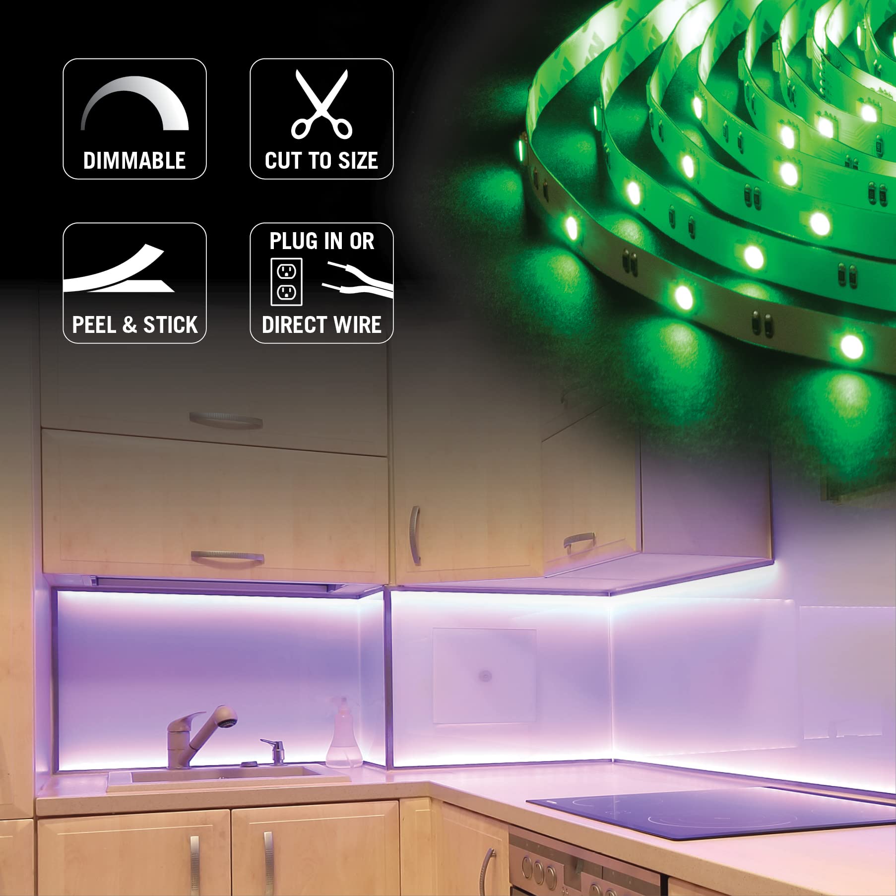 Armacost Lighting Ribbonflex Home 24V Rgb+W Hardwire Led Strip Light Kit, Multicolor, 16 Ft (423511)