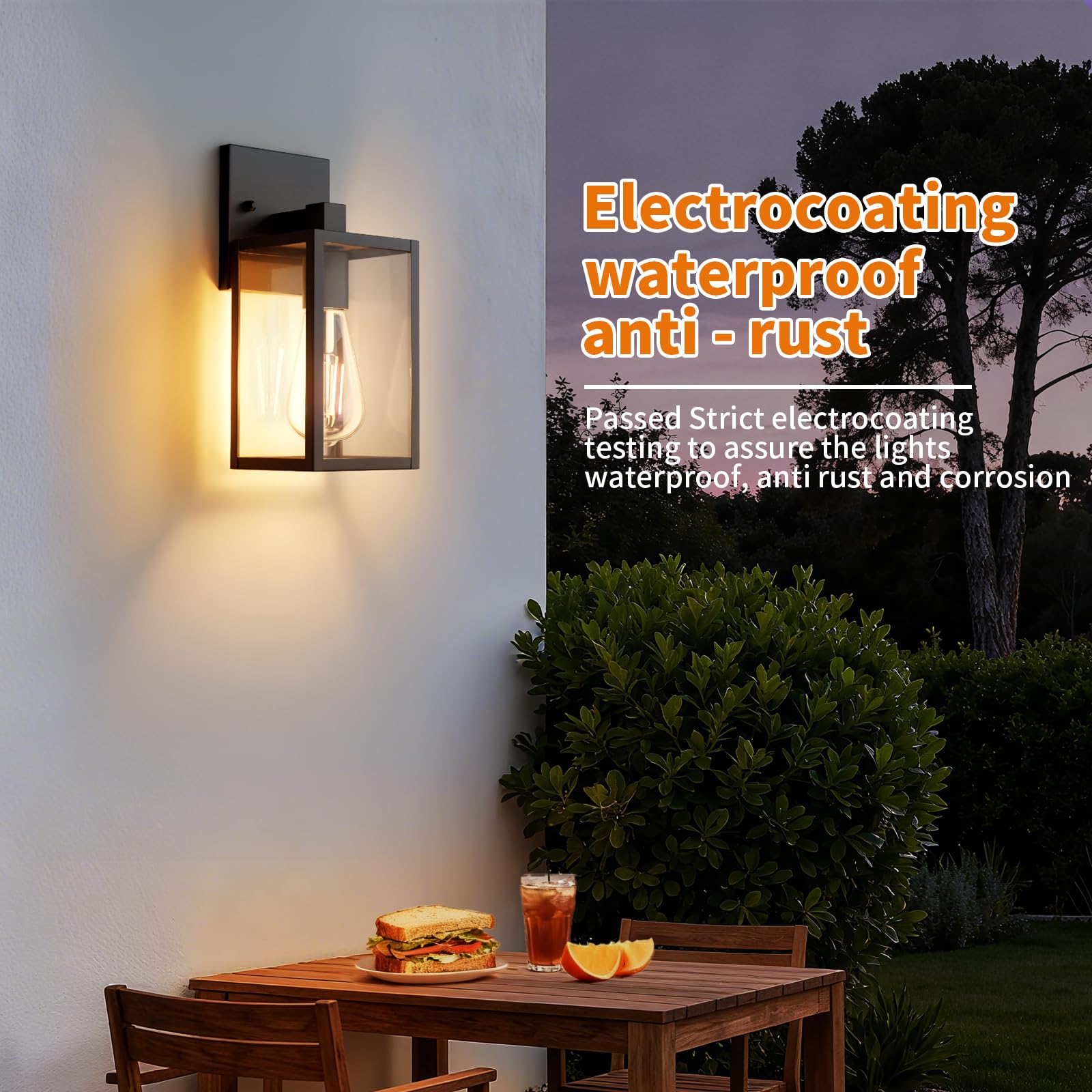 FNYUSLET Outdoor Wall Mount Light Fixtures, Waterproof Black Aluminum Lanterns, E26 Socket, 10.24'' - 2 Pack