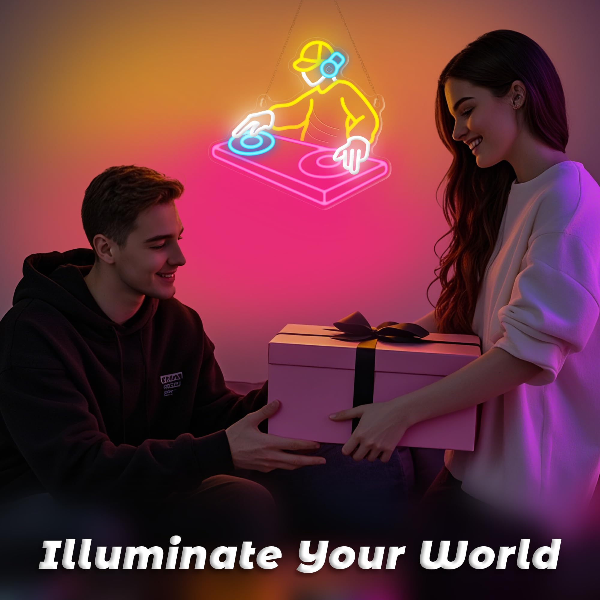 Coolgift Mart Dj Player Neon Sign  Dimmable Led Dj Room Decor Light With Usb Powered  Decorations For Bedroom Man Cave Bar Club  Gift For Dj And Heavy Metal Music Lovers
