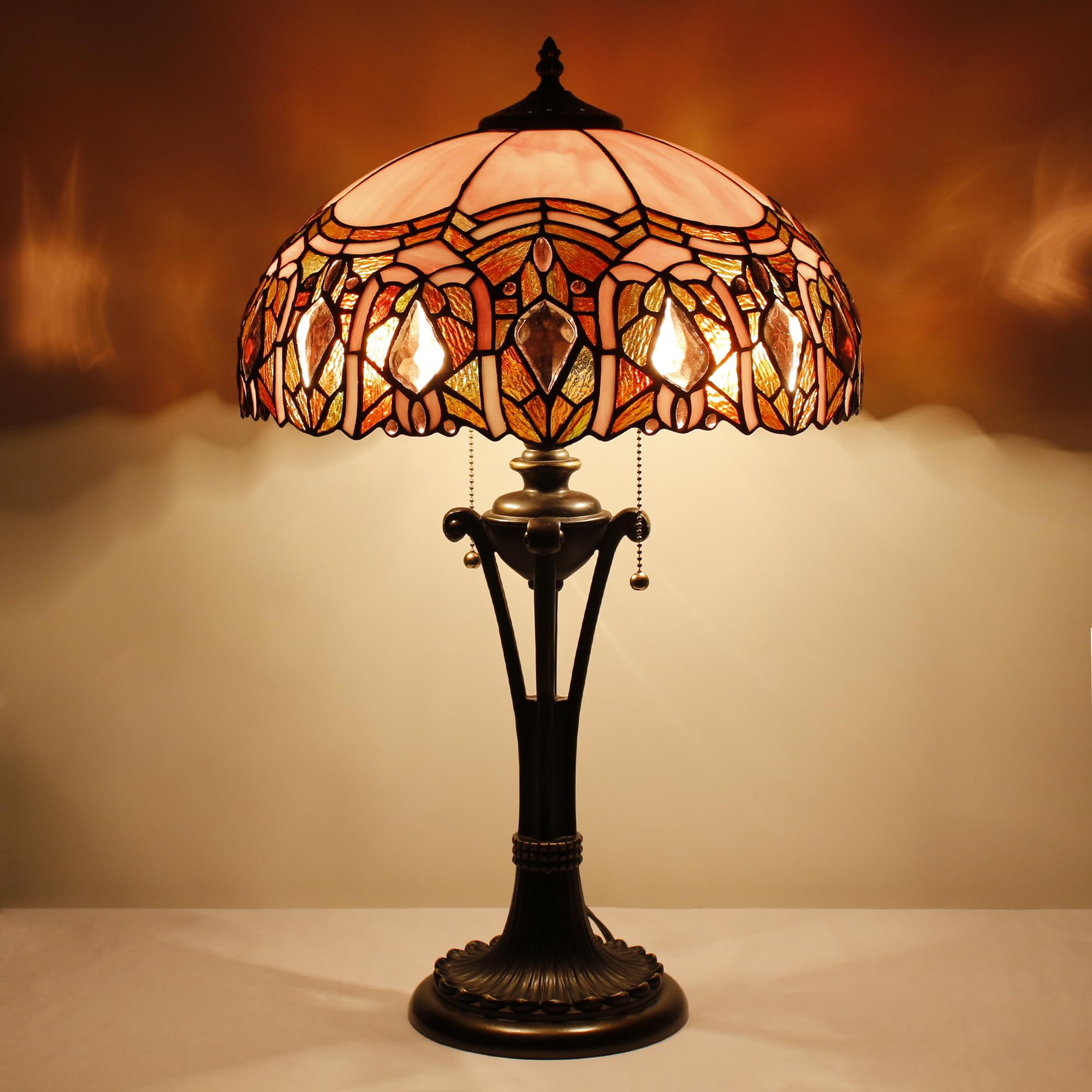L-Juicwe Tiffany Table Lamp Blue Stained Glass Desk Lamp 16X16X24 Inches Jewelry Baroque Style Reading Light