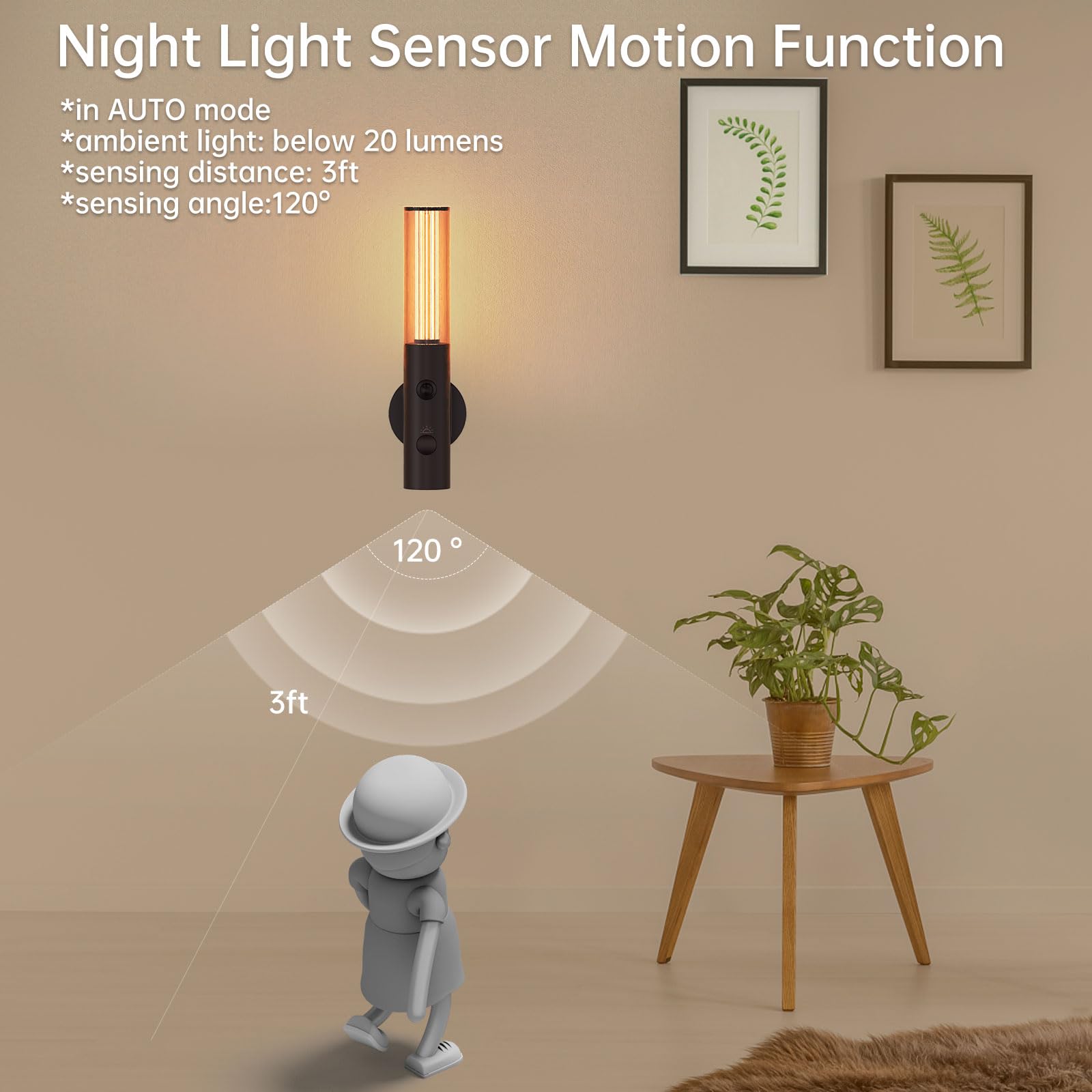 2Pack Motion Sensor Led Night Lights, Rechargeable Battery Operated Indoor Smart Motion Detector Nightlights With 3 Modes&3 Brig