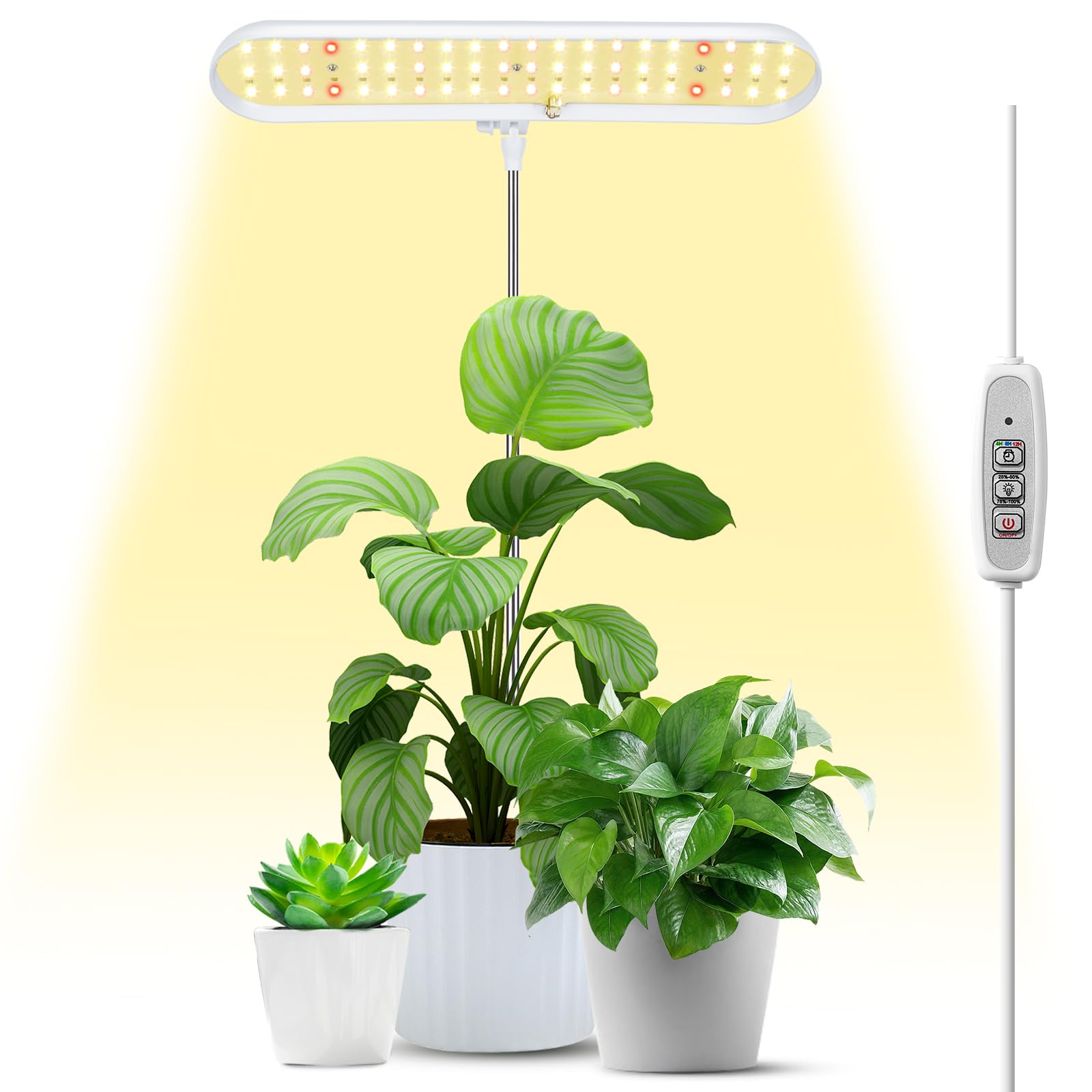 Foxgarden® Grow Light, Full Spectrum Led Grow Lamp, Plant Lights For Indoor,Auto Timer 4/8/12H, 4 Dimmable, Height Adjustable 8.5&quot;-24&quot;, Growing Lights