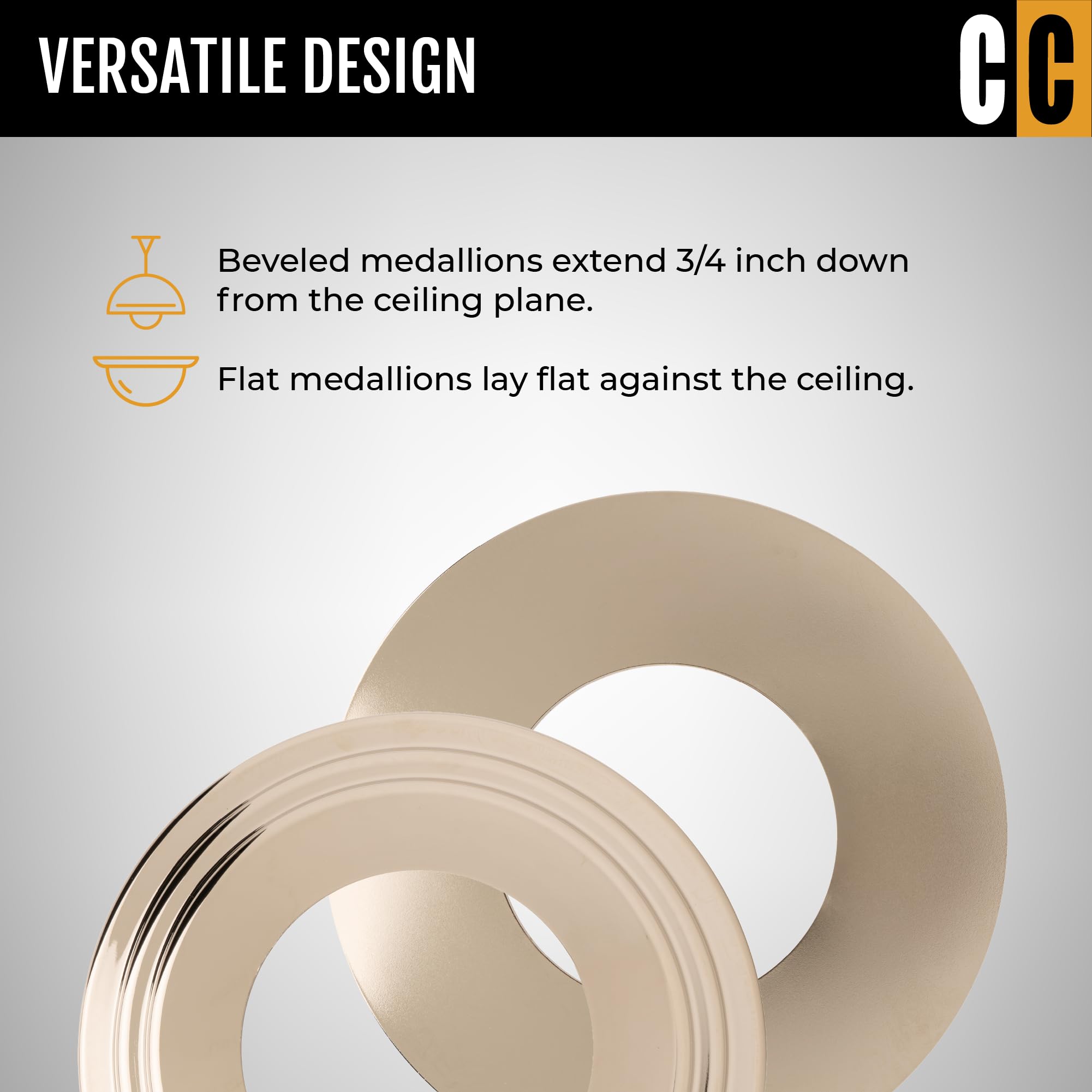 The Can Converter - R56, Complete Recessed Can Light Conversion Kit, For Ceiling Light Fixture, Pendant Light, Hanging Light, Ceiling Fan, 7¾ Beveled & Flat, Steel, Ceiling Medallion, Polished Nickel