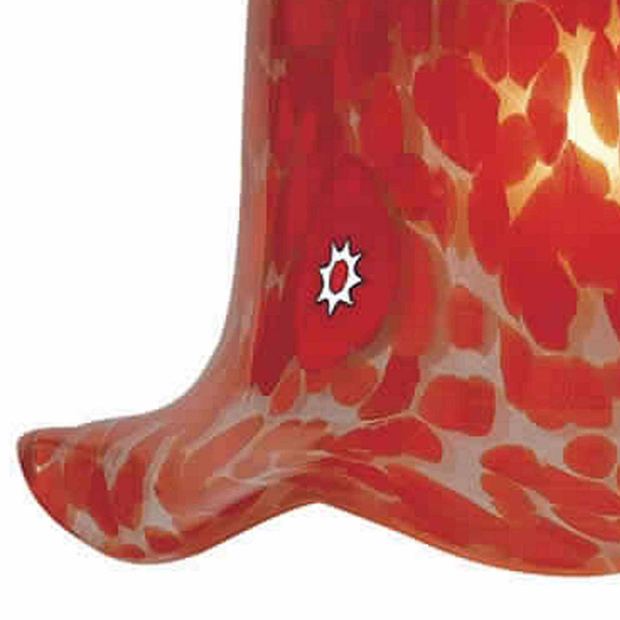 Benjara Bm223617 Tropical Flower Design Glass Shade Pendant Lighting Andecord, Red